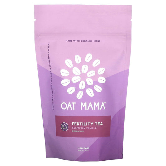 Oat Mama, Fertility Tea, Raspberry Vanilla, Caffeine Free, 14 Tea Bags, 32 g - Image 1