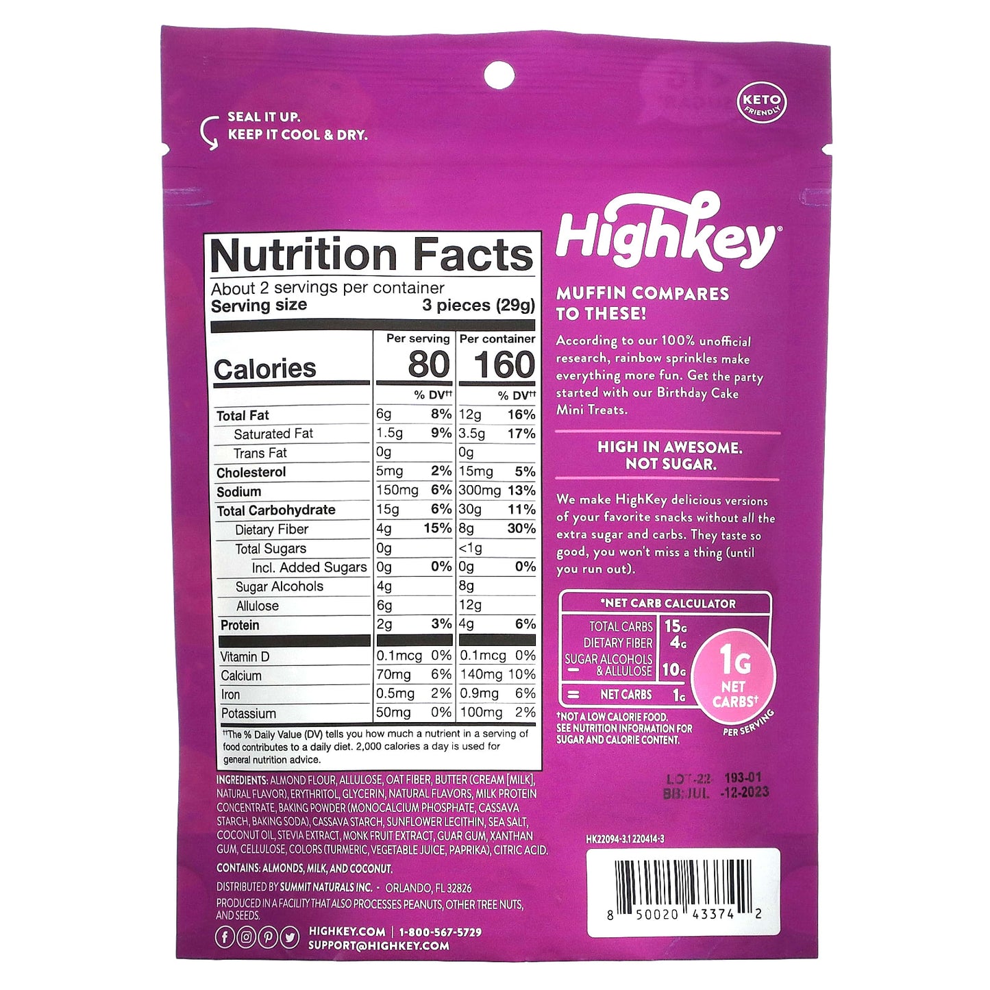 Low-Carb Birthday Cake Mini Treats by HighKey, 2 oz (57g) - Image 2