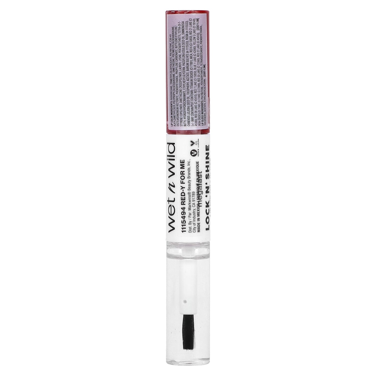 wet n wild, MegaLast, Lock 'N' Shine, Lip Color + Gloss, 1115494 Red-y For Me, 0.26 fl oz (8 ml) - Image 2