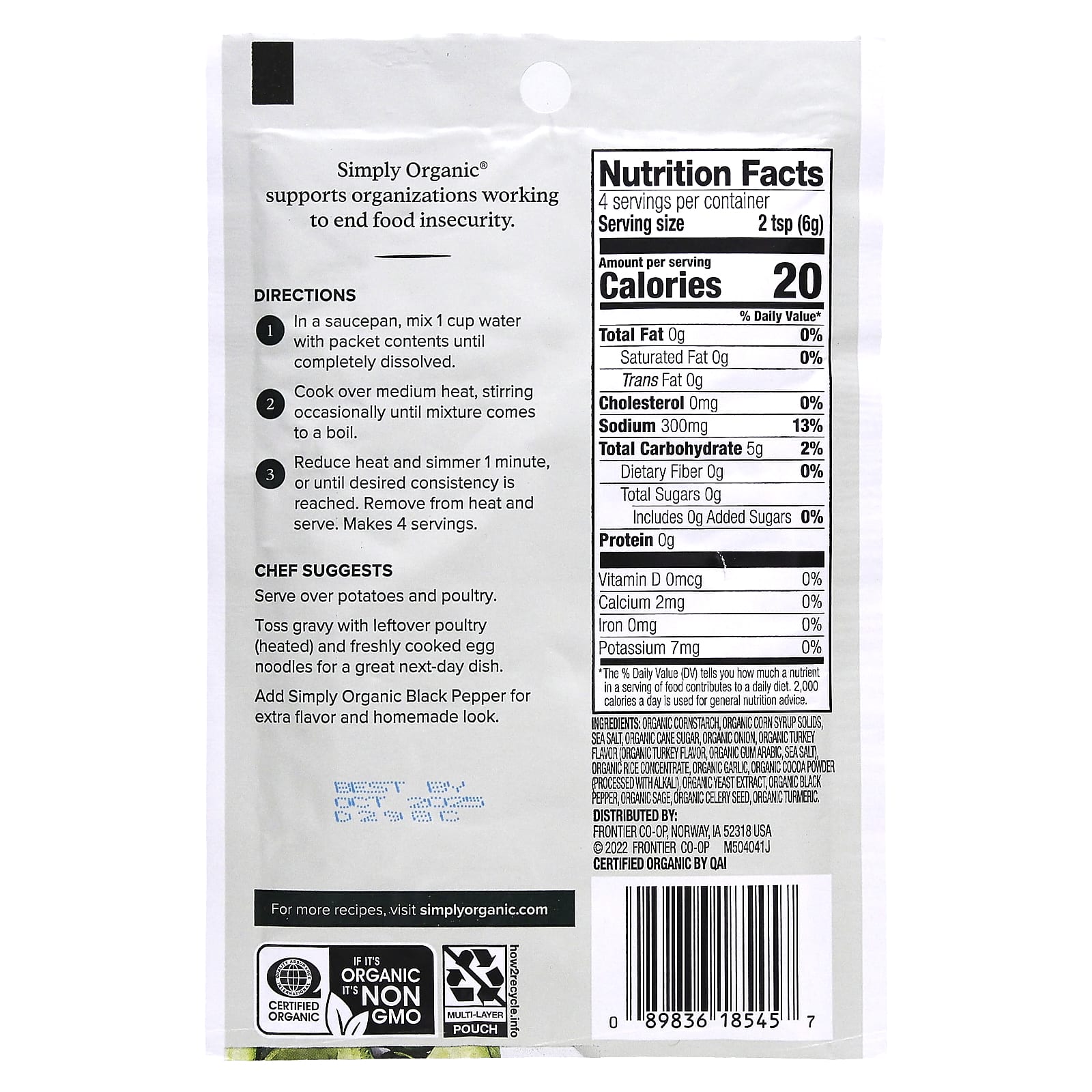 Simply Organic, Turkey Gravy Mix, 3 Pack 0.85 oz (24 g) Each - Image 2
