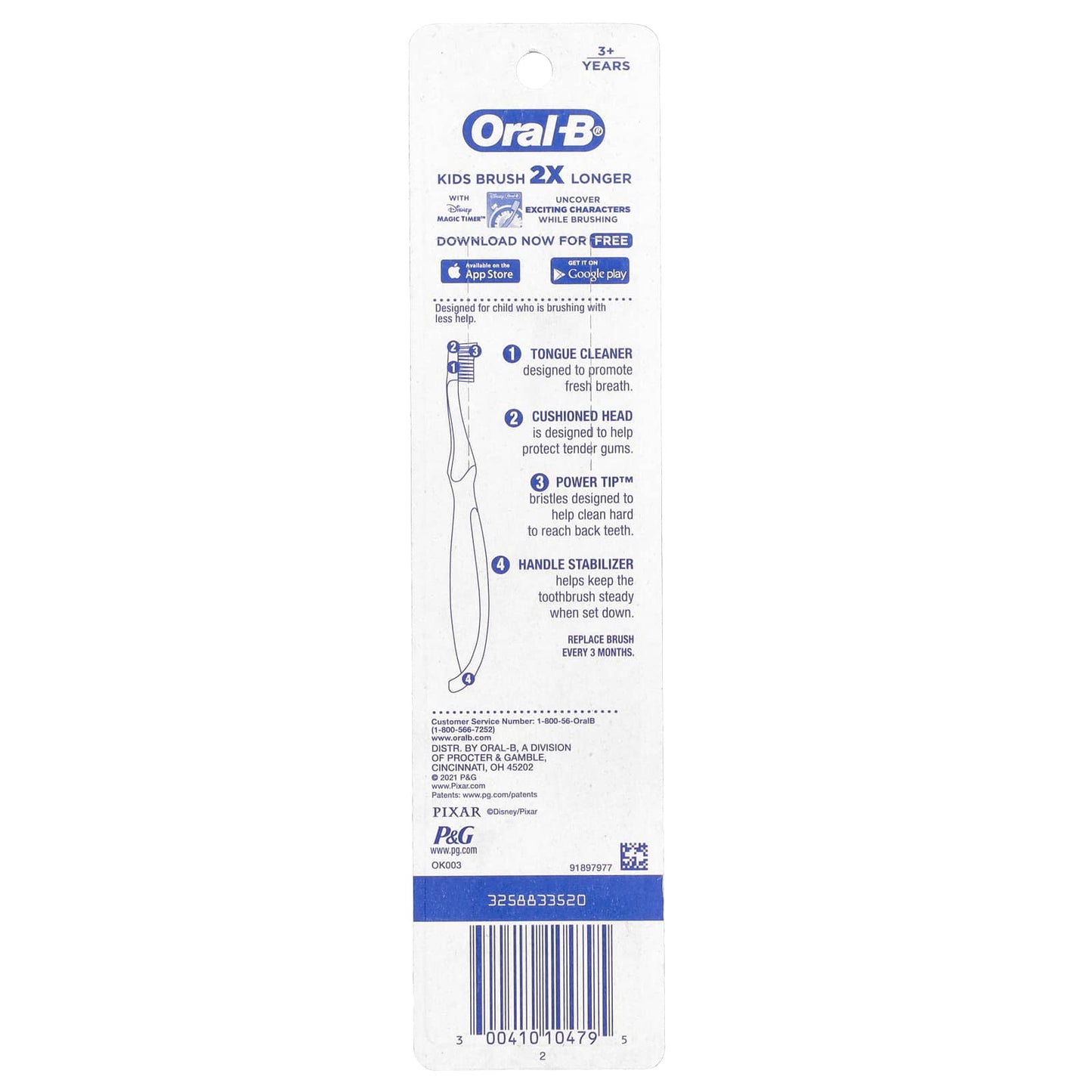 Oral-B, Toothbrush, Extra Soft, 3+ Years, Pixar, 2 Toothbrushes - Image 2