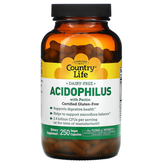 Country Life Acidophilus Probiotic with Pectin, 250 Vegan Capsules - Image 1