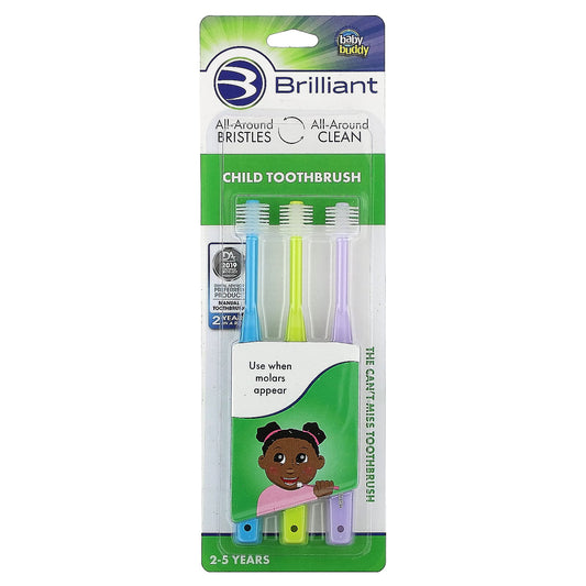 Baby Buddy Brilliant Child Toothbrush (3 Pack, 2-5 Years) - Image 1