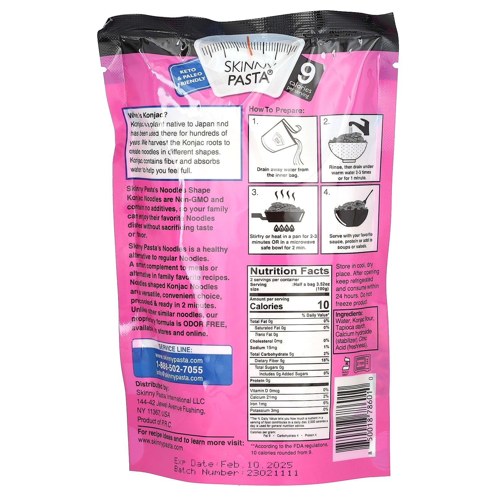 Skinny Pasta, Noodles Shape, Konjac, 9.52 oz (270 g)