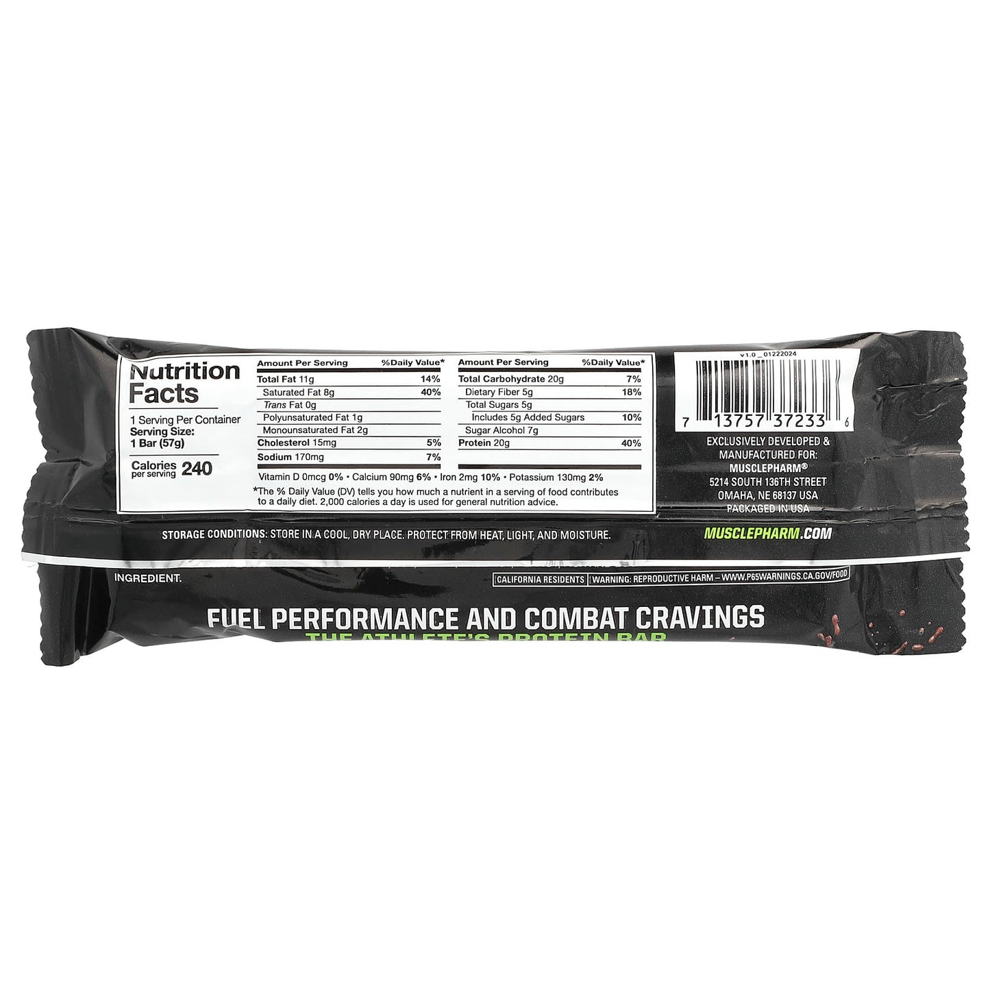 MusclePharm, Combat Sport Bar™, Chocolate Chip Cookie Dough, 2.01 oz (57 g) - Image 2