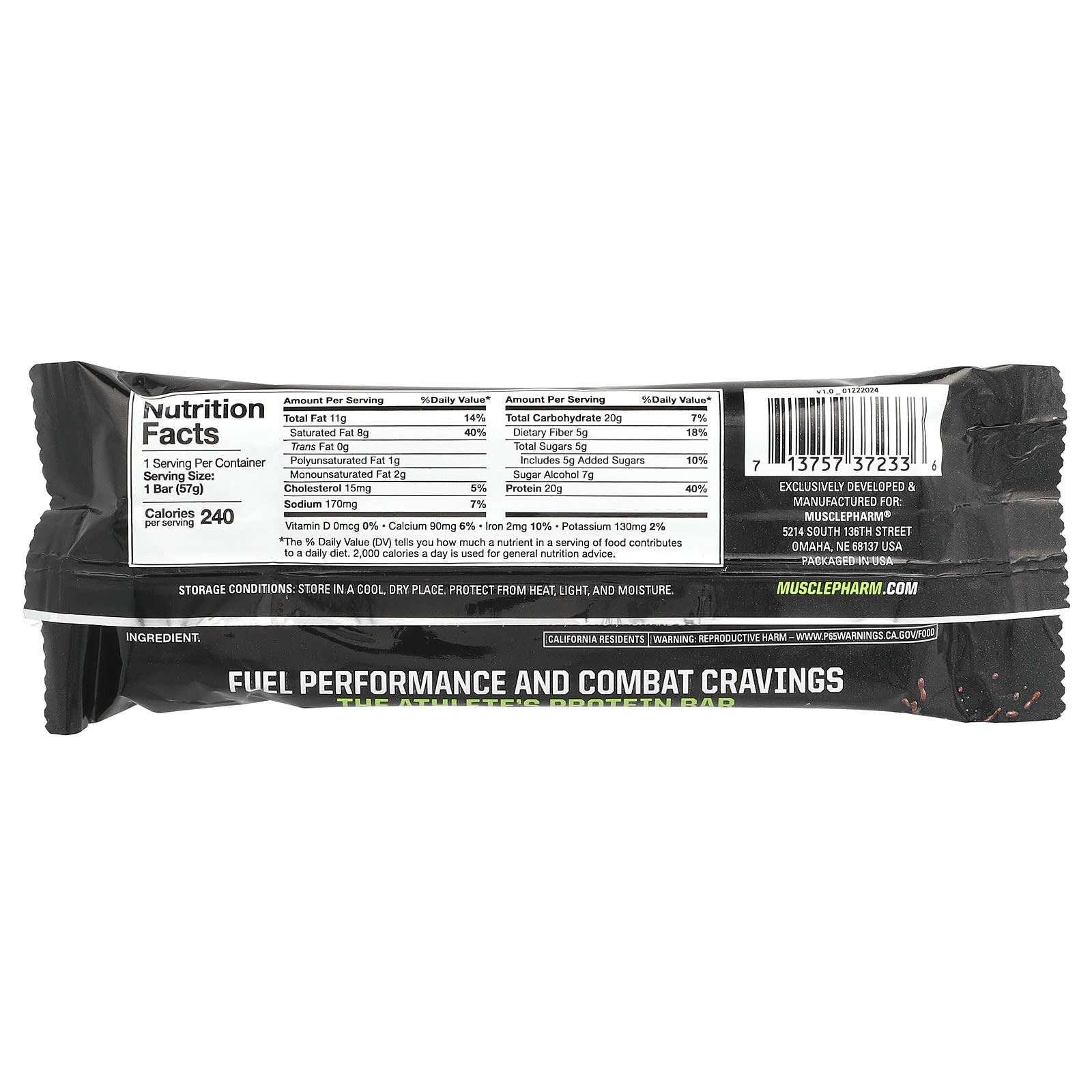 MusclePharm, Combat Sport Bar™, Chocolate Chip Cookie Dough, 2.01 oz (57 g) - Image 2