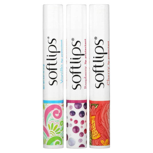 Softlips, Lip Protectant, Cherry, Raspberry, Vanilla, 3 Pack, 0.07 oz (2 g) Each - Image 1