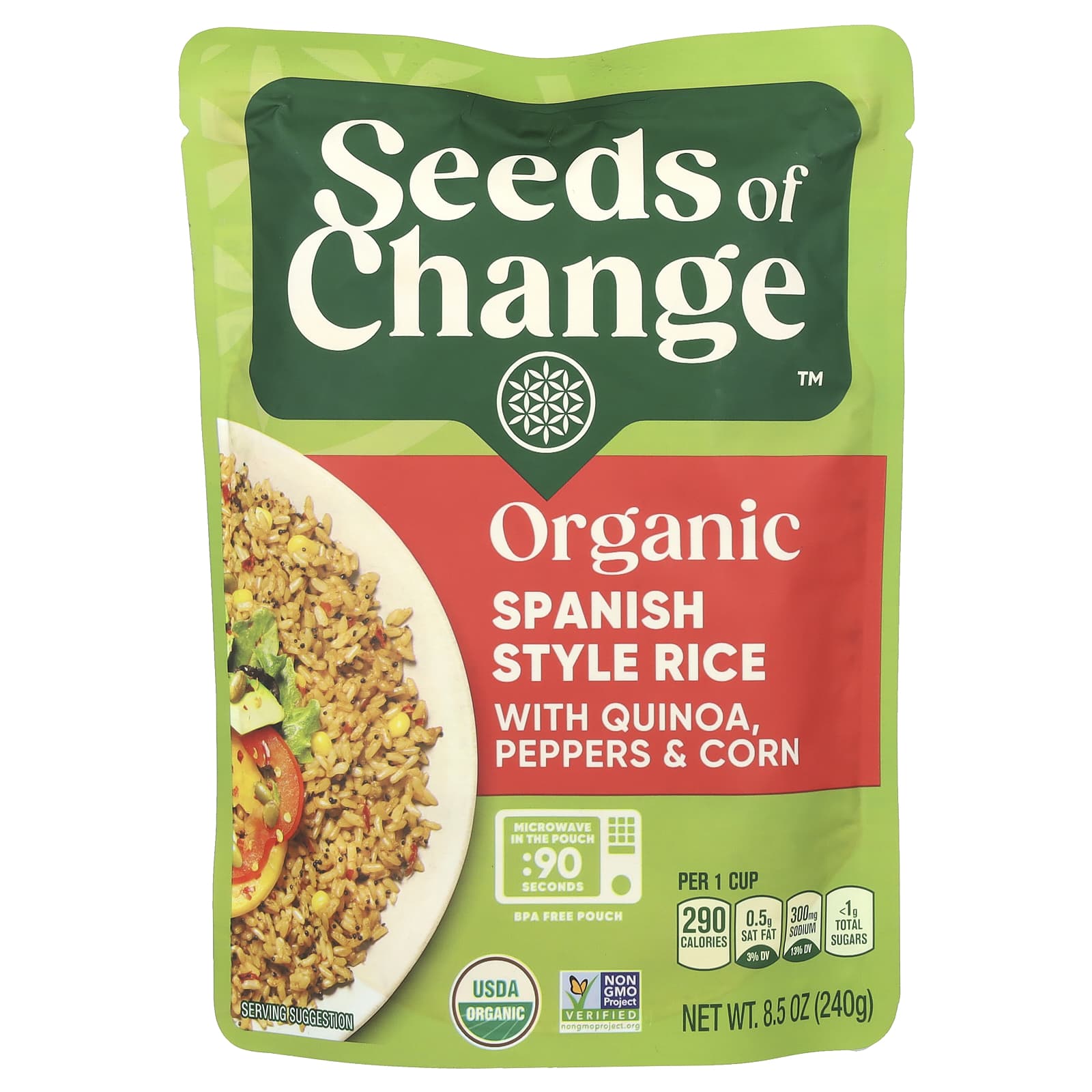 Seeds of Change, Organic Spanish Style Rice With Quinoa, Peppers & Corn, 8.5 oz (240 g) - Image 1