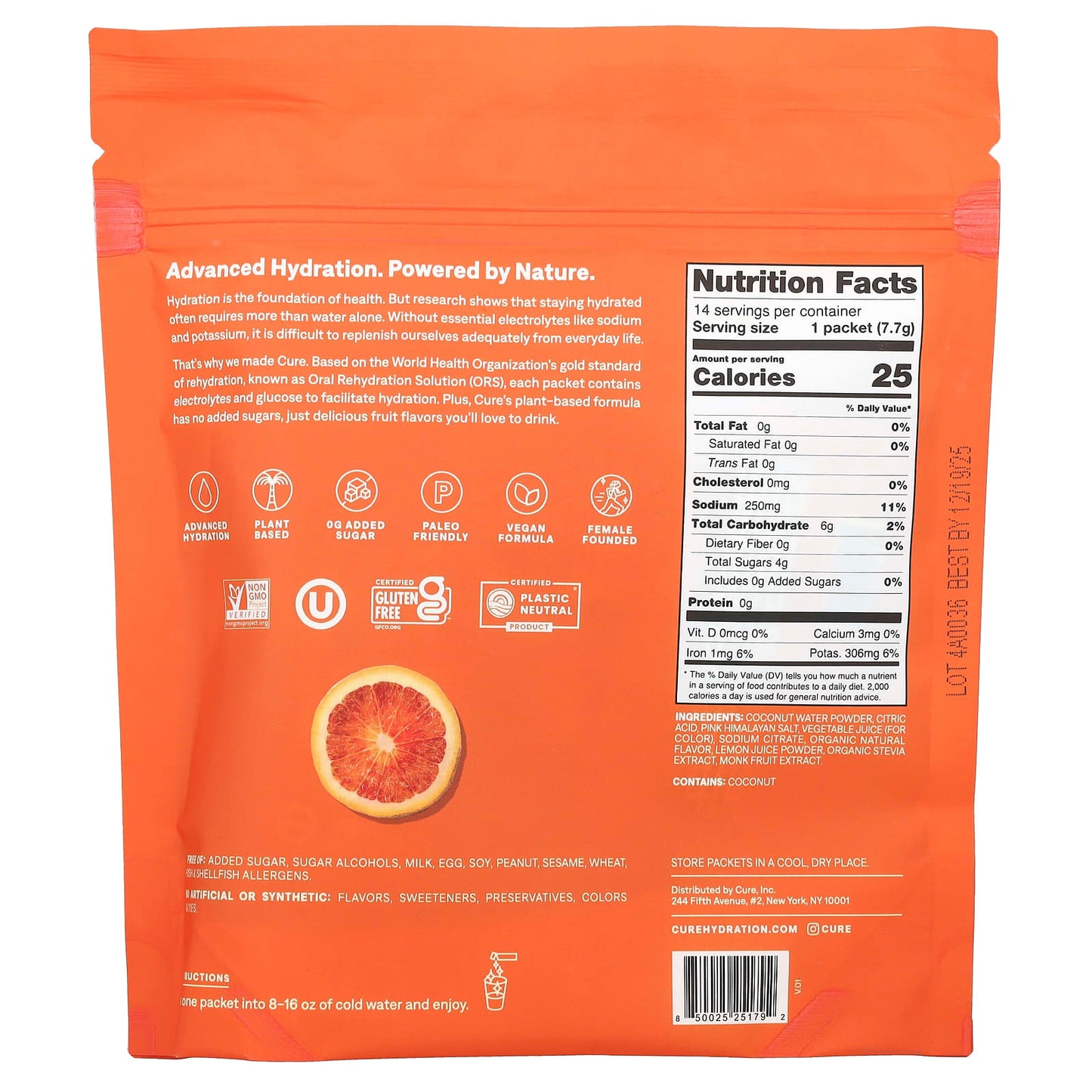 Cure Blood Orange Hydration Mix: Replenish Electrolytes with Zero Added Sugar - Image 2