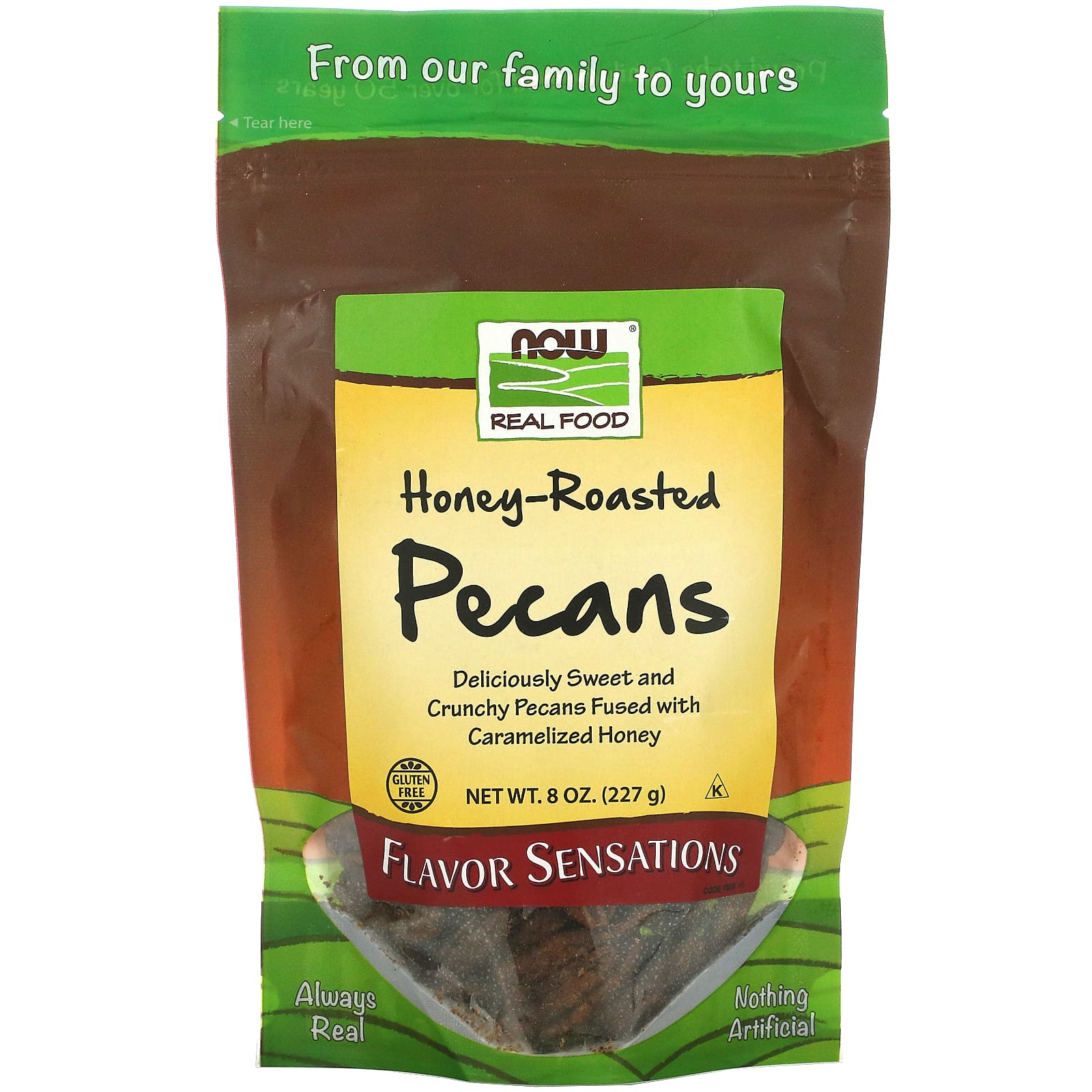 NOW Foods, Real Food, Honey Roasted Pecans, 8 oz (227 g) - Image 1