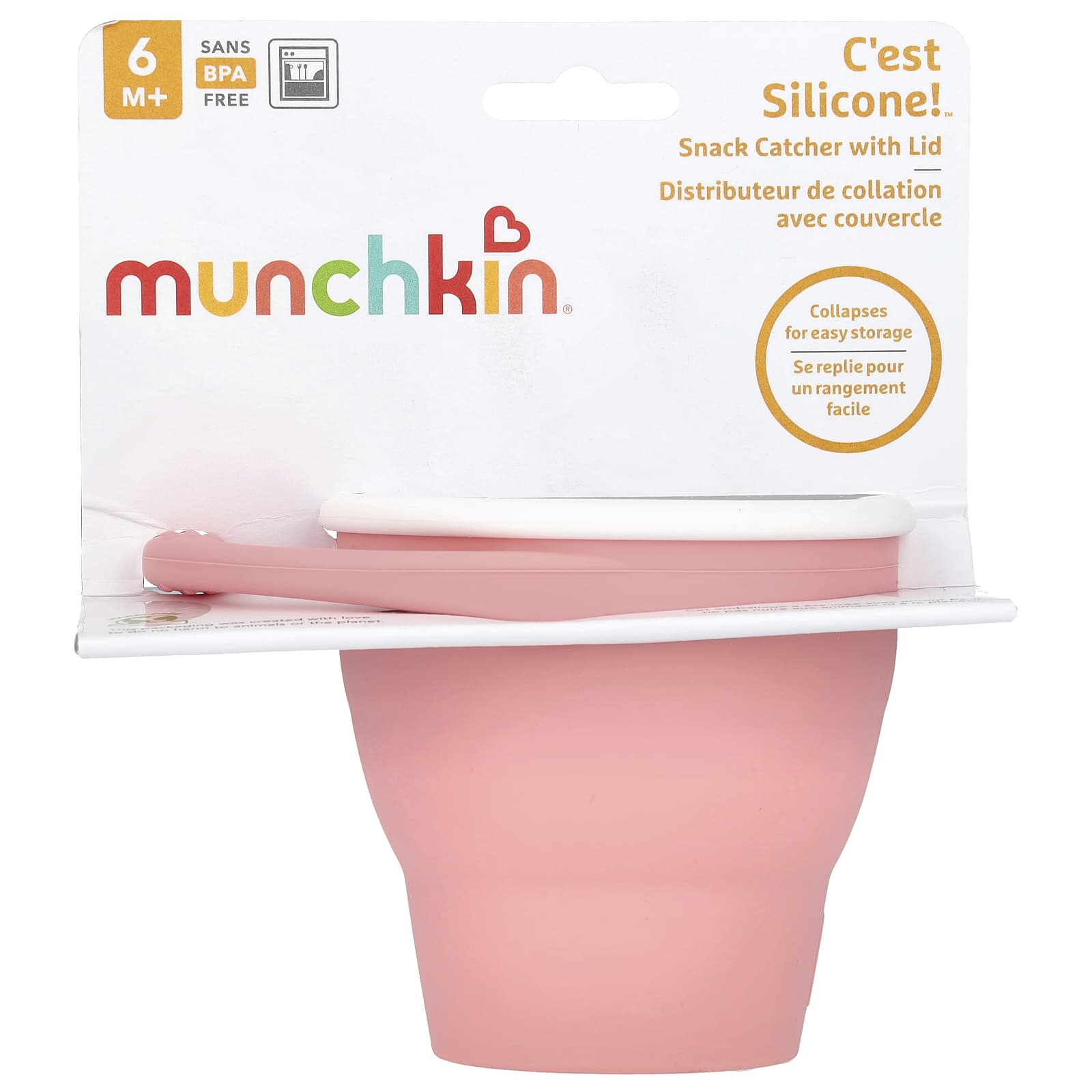 Munchkin, C'est Silicone!™, Snack Catcher With Lid, 6 Months+, Coral, 1 Count - Image 1