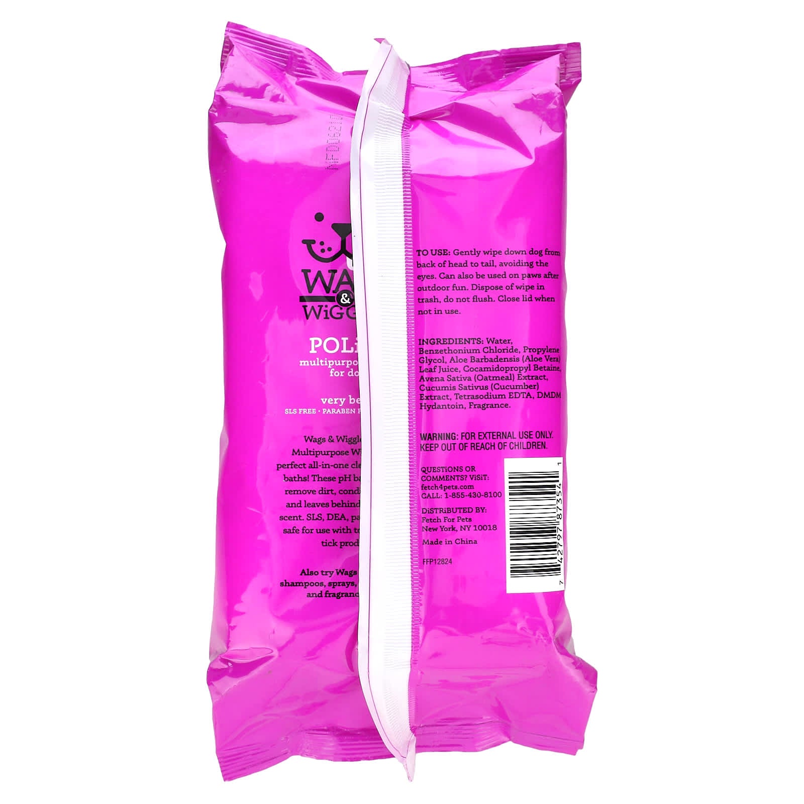 Wags & Wiggles, Polish, Multipurpose Wipes for Dogs, Very Berry , 100 Wipes - Image 2