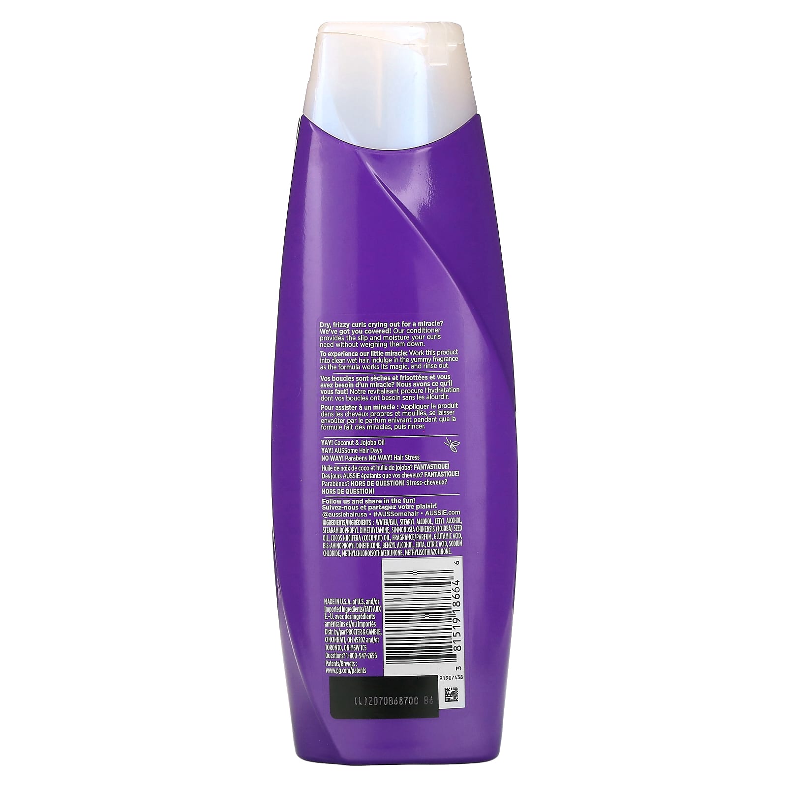 Aussie Miracle Curls Coconut & Jojoba Oil Conditioner 12.1 fl oz - Image 2