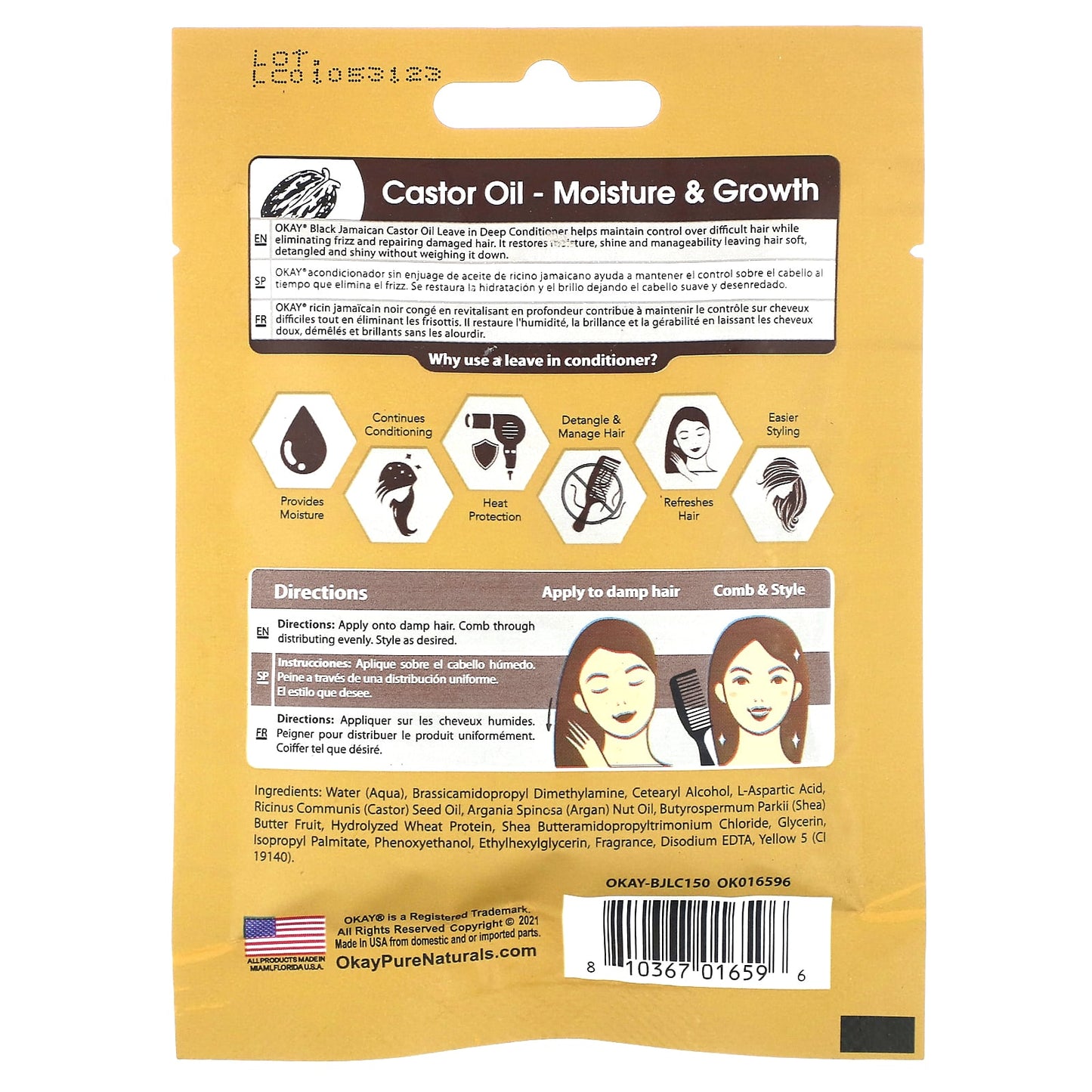 Okay Pure Naturals, Black Jamaican Castor Oil, Leave in Deep Conditioner, 1.25 fl oz (37 ml) - Image 2