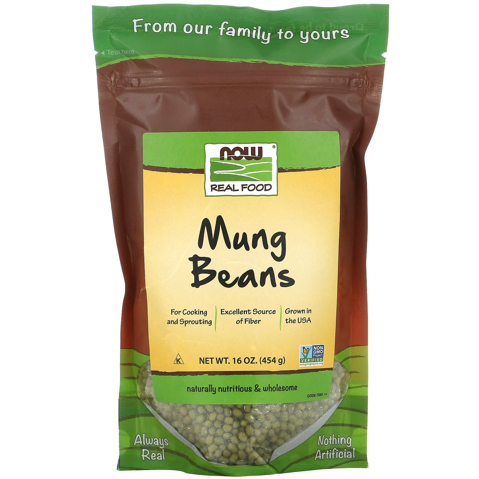 NOW Foods, Real Food, Mung Beans, 16 oz (454 g) - Image 1