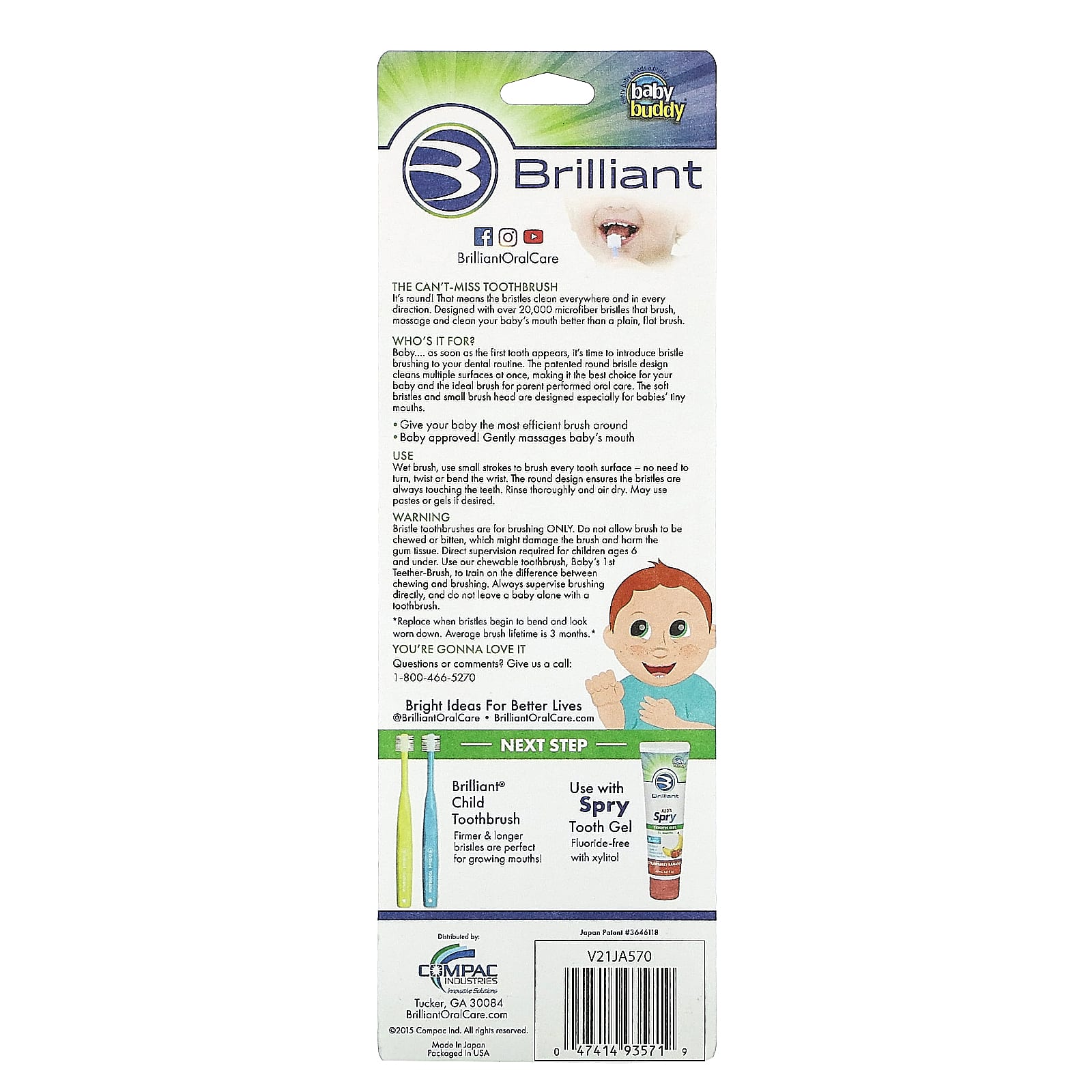 Baby Buddy Brilliant Round Toothbrush for Babies 4-24 Months - Image 2