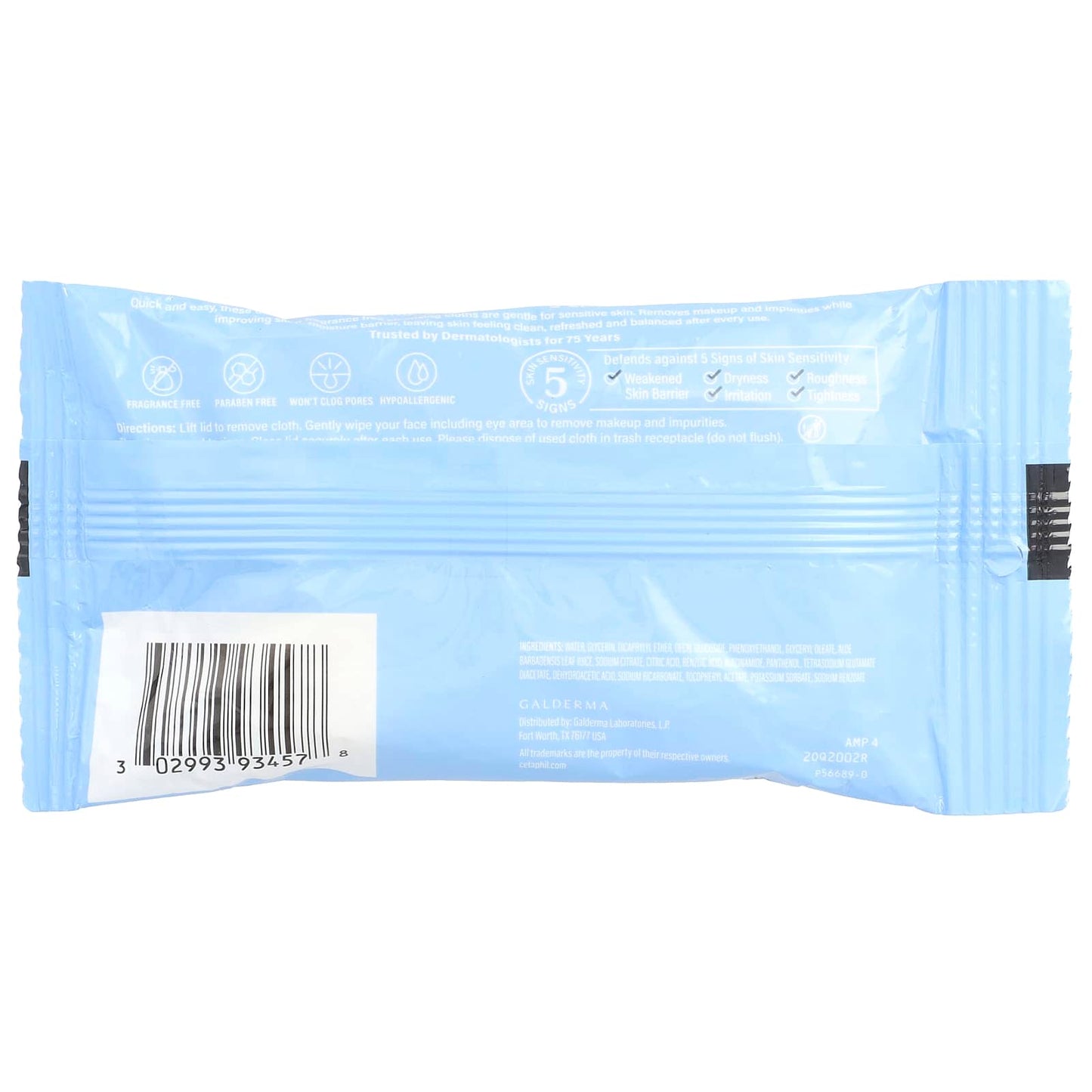 Cetaphil Fragrance-Free Gentle Skin Cleansing Cloths, 10 Pre-Moistened Cloths - Image 2