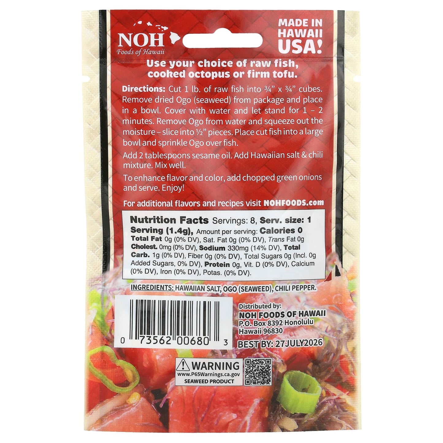 NOH Foods of Hawaii, The Original Poke Mix, 0.4 oz (11.2 g) - Image 2