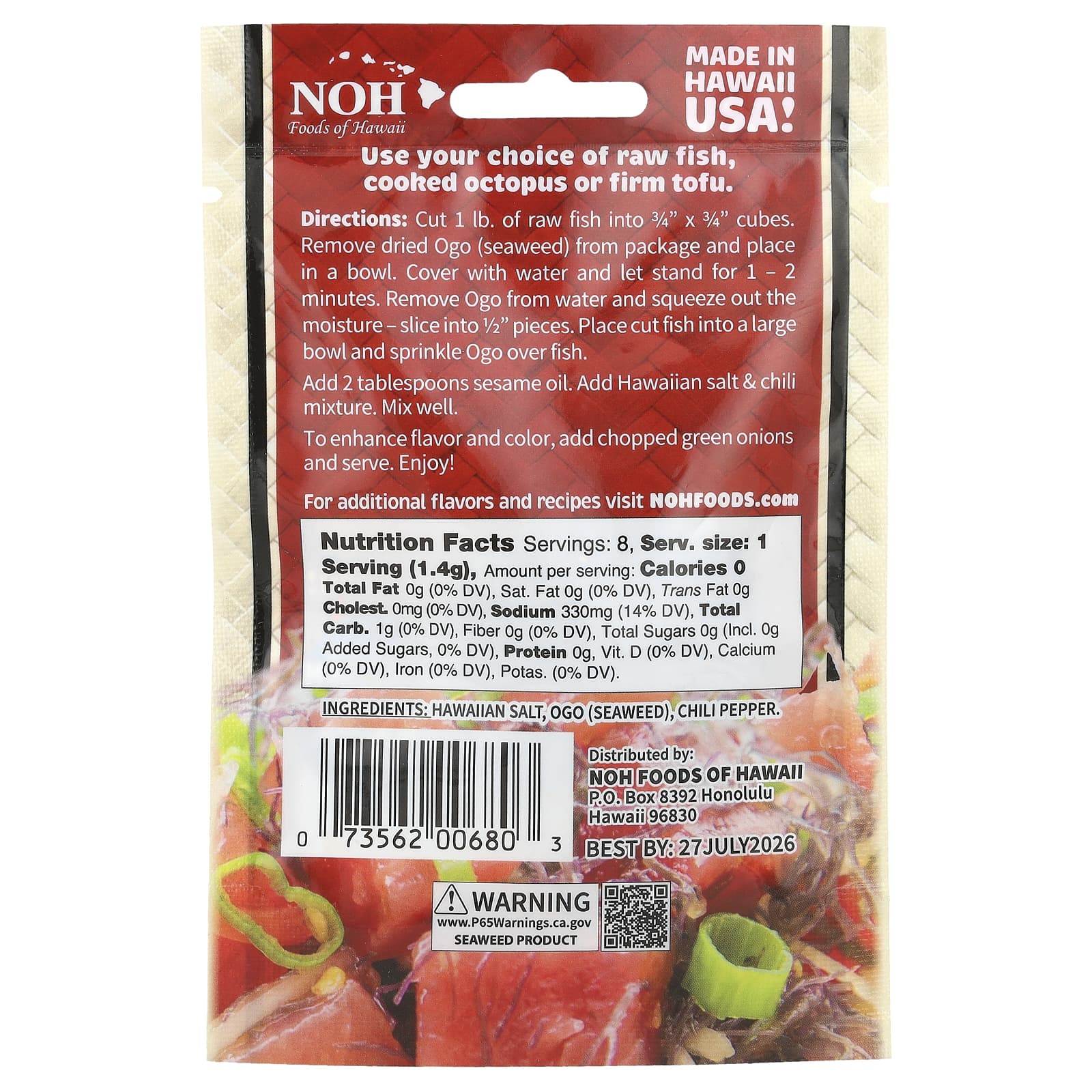 NOH Foods of Hawaii, The Original Poke Mix, 0.4 oz (11.2 g) - Image 2