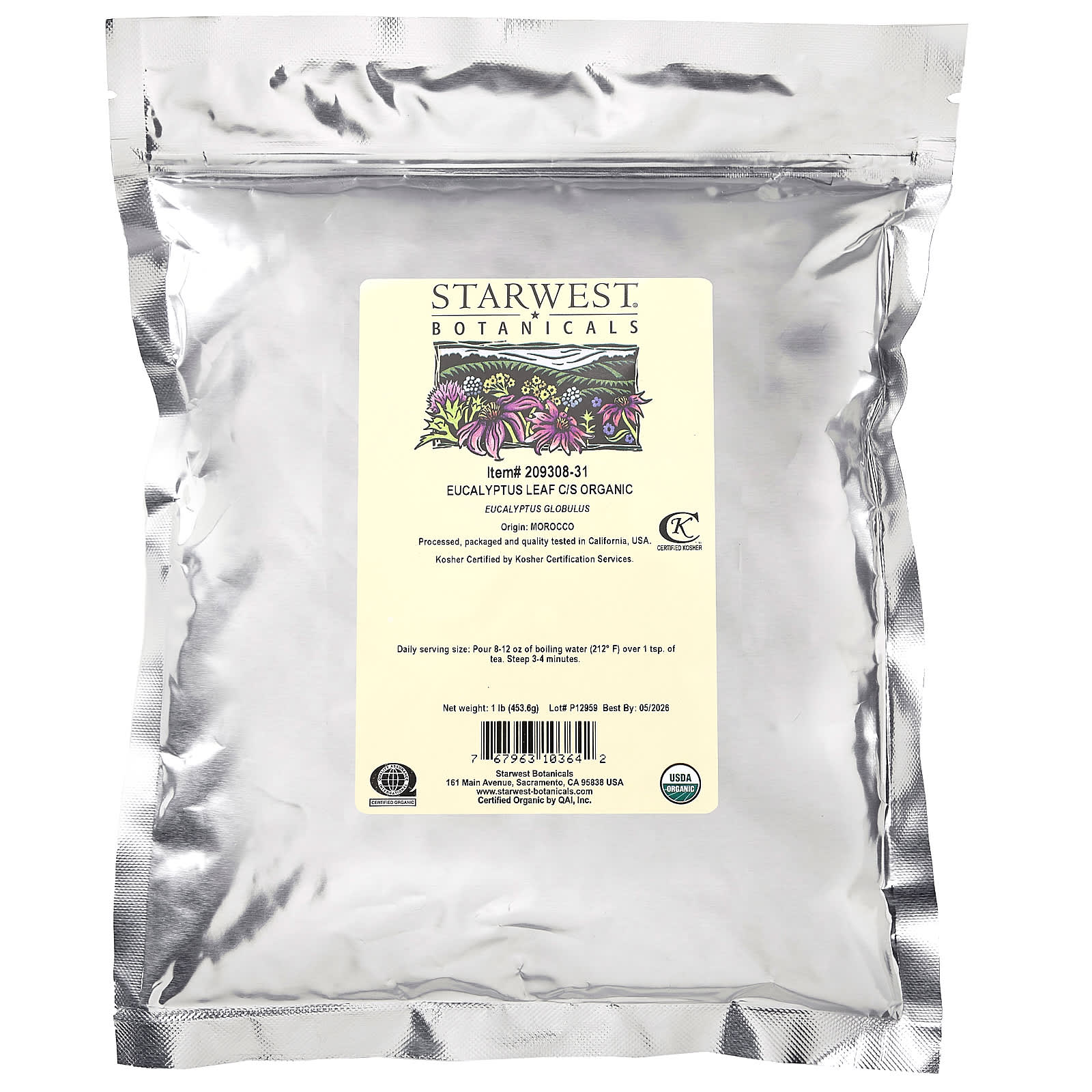 Starwest Botanicals, Organic Eucalyptus Leaf, Cut & Shifted, 1 lb (453.6 g) - Image 2