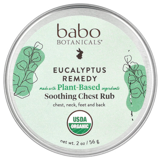 Organic Eucalyptus Chest Rub by Babo Botanicals - Soothing Congestion Relief - Image 1