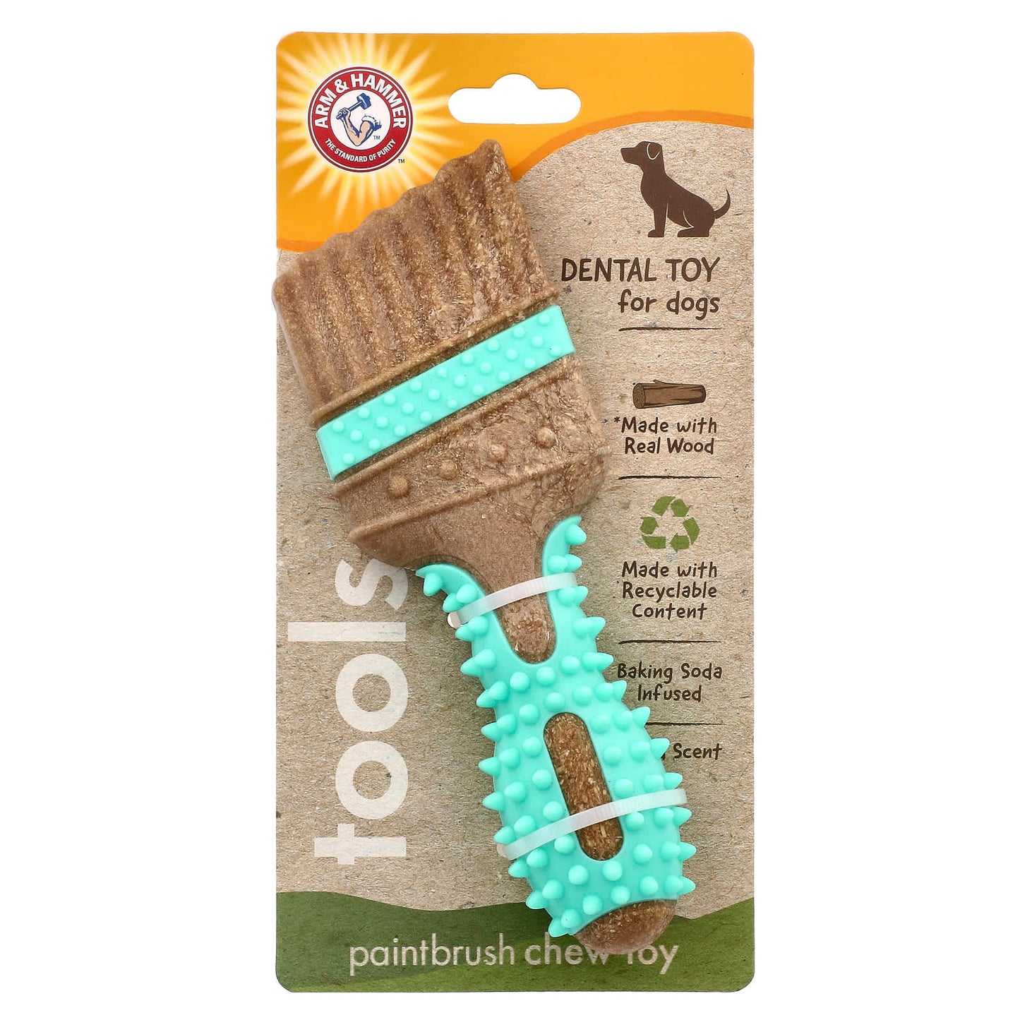 Arm & Hammer Dental Chew Toy for Dogs - Paintbrush Shape, Safe for Moderate Chewers - Image 1