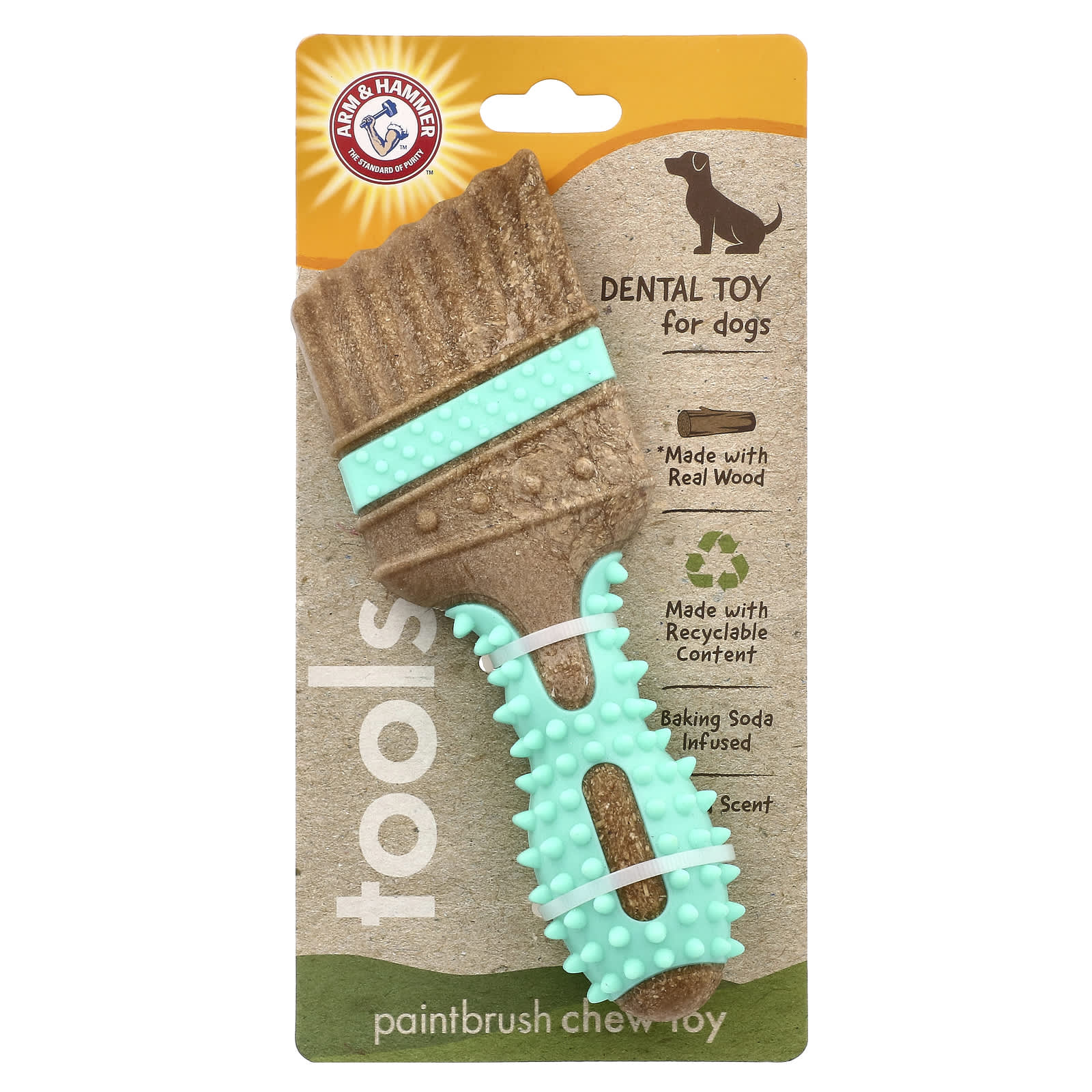Arm & Hammer Dental Chew Toy for Dogs - Paintbrush Shape, Safe for Moderate Chewers - Image 1