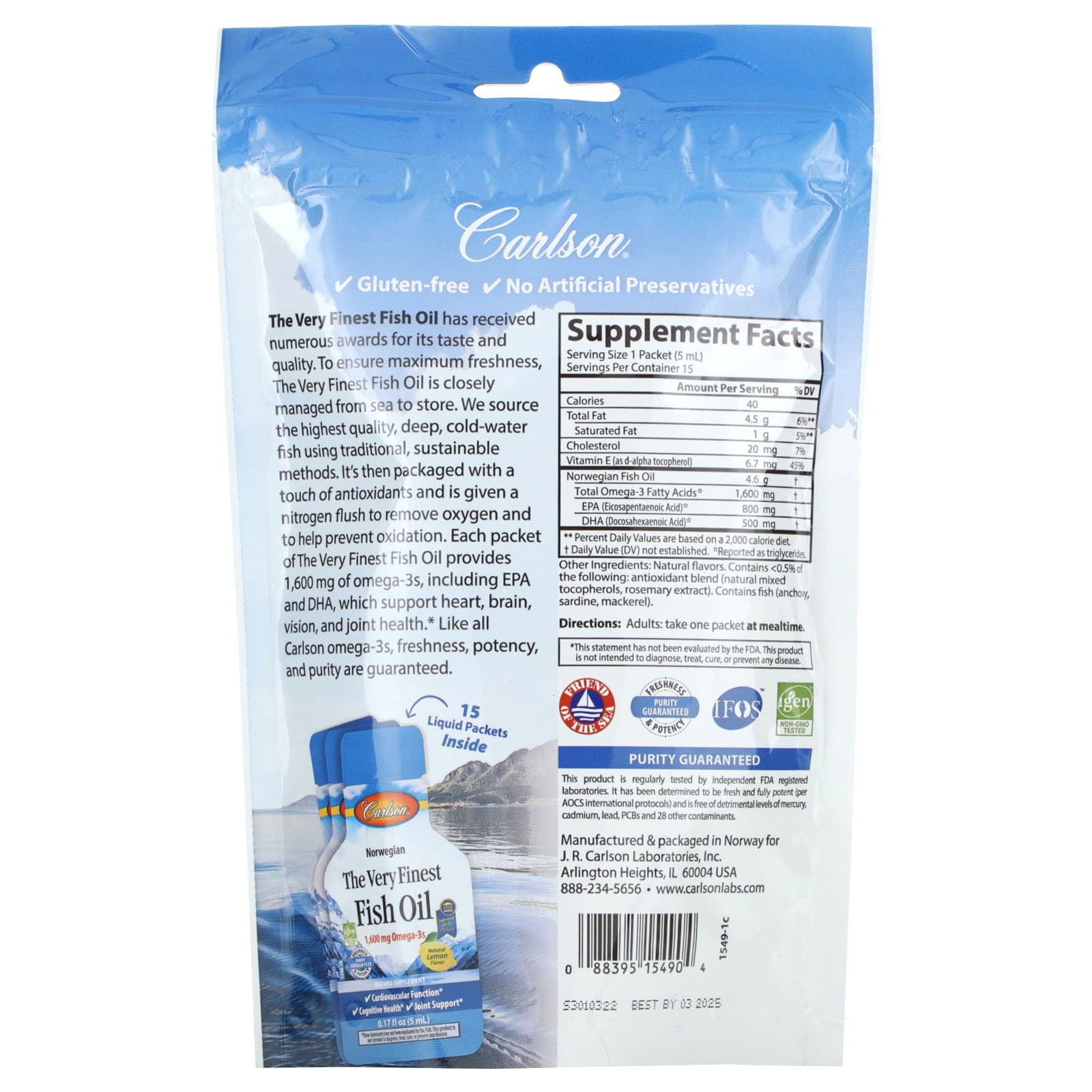 Norwegian Fish Oil Supplements by Carlson - Omega-3s for Heart & Brain Health - Image 2