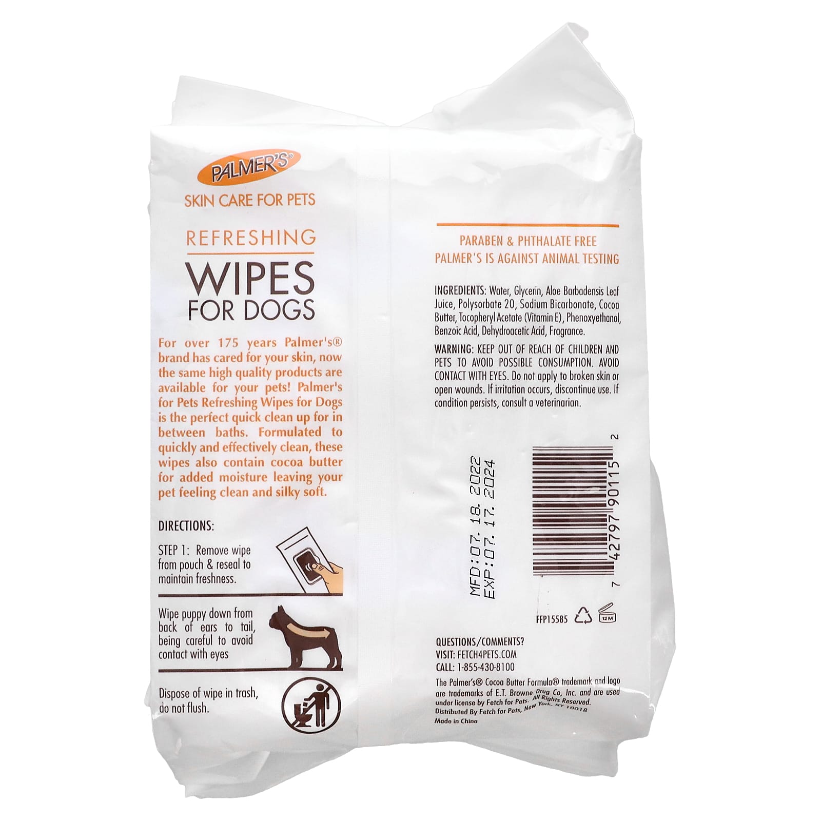Palmer's for Pets, Coconut Butter Formula with Vitamin E, Refreshing Wipes For Dogs, 100 Wipes - Image 2