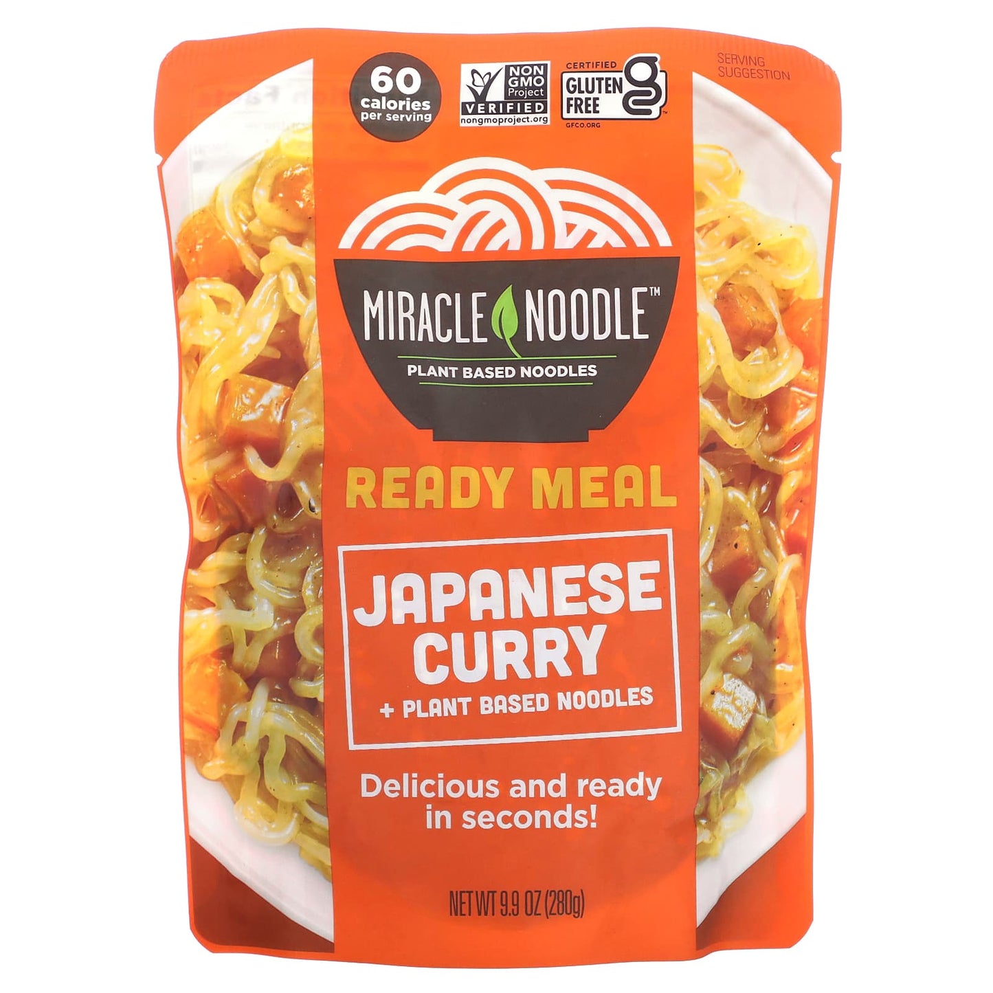 Miracle Noodle, Ready Meal, Japanese Curry + Plant Based Noodles, 9.9 oz (280 g) - Image 1