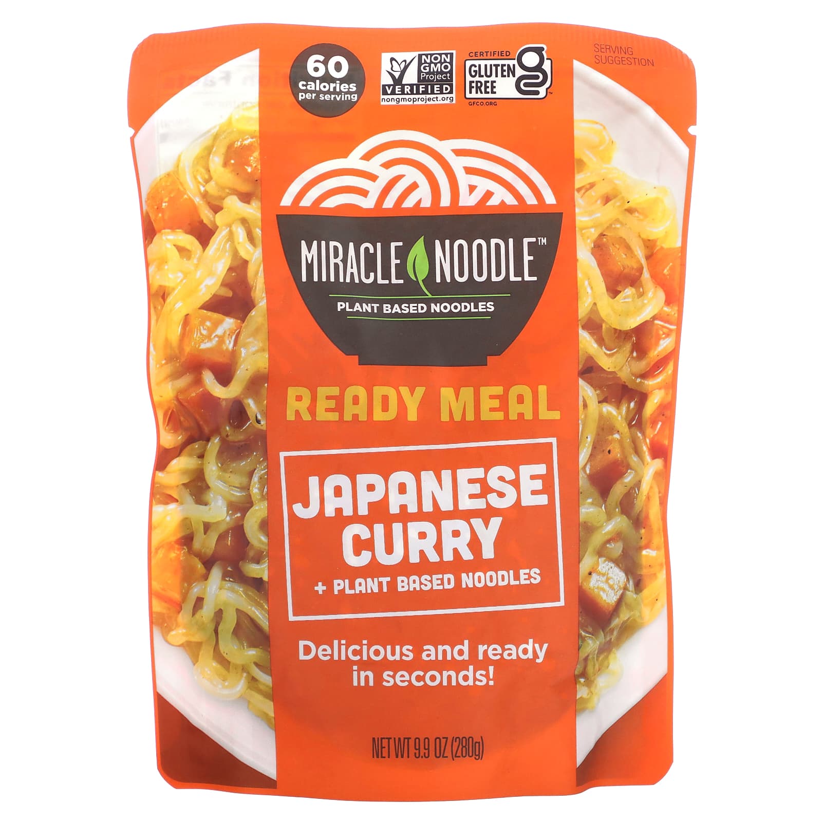 Miracle Noodle, Ready Meal, Japanese Curry + Plant Based Noodles, 9.9 oz (280 g) - Image 1
