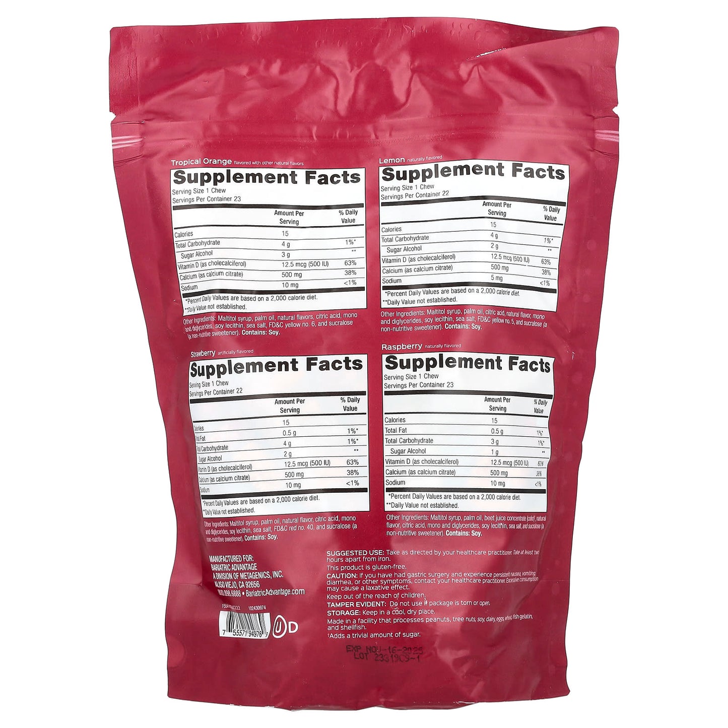 Bariatric Calcium Citrate Chewy Bites, Sugar-Free, Assorted Fruit Flavors - Image 2