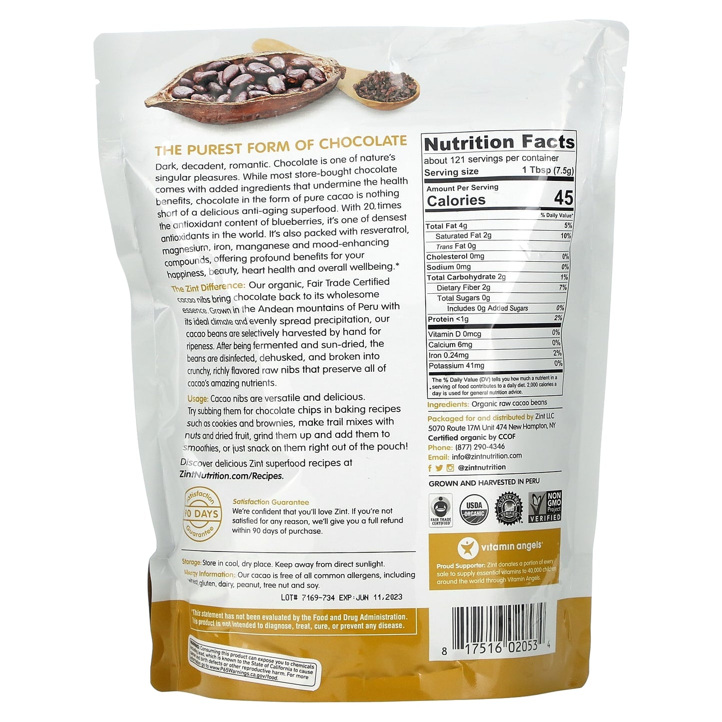 Zint, Raw Organic Cacao Nibs, 32 oz (907 g) - Image 2