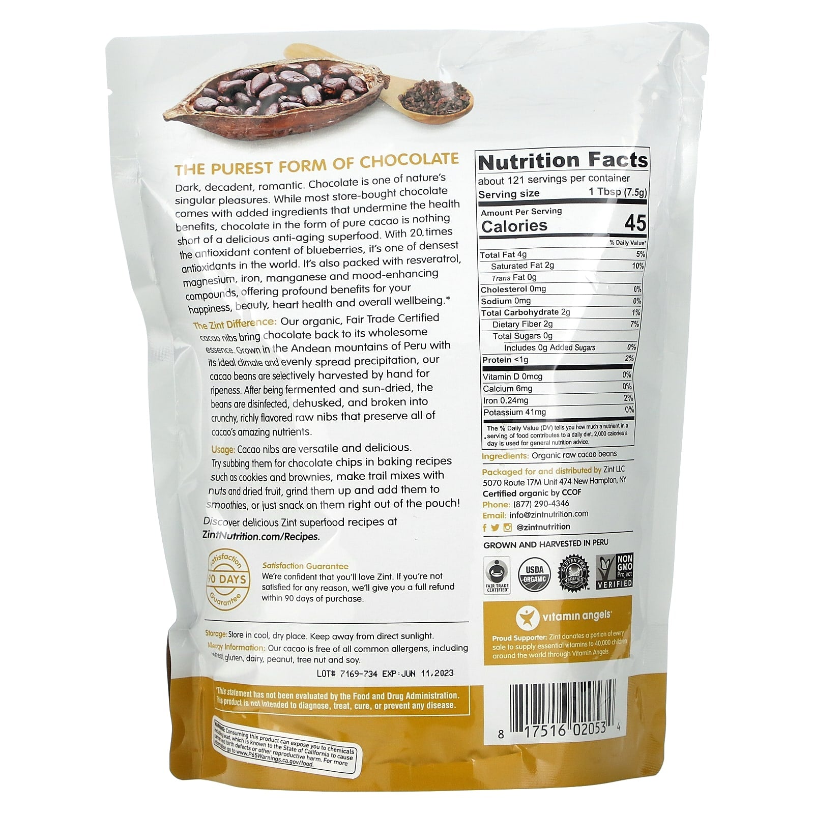 Zint, Raw Organic Cacao Nibs, 32 oz (907 g) - Image 2