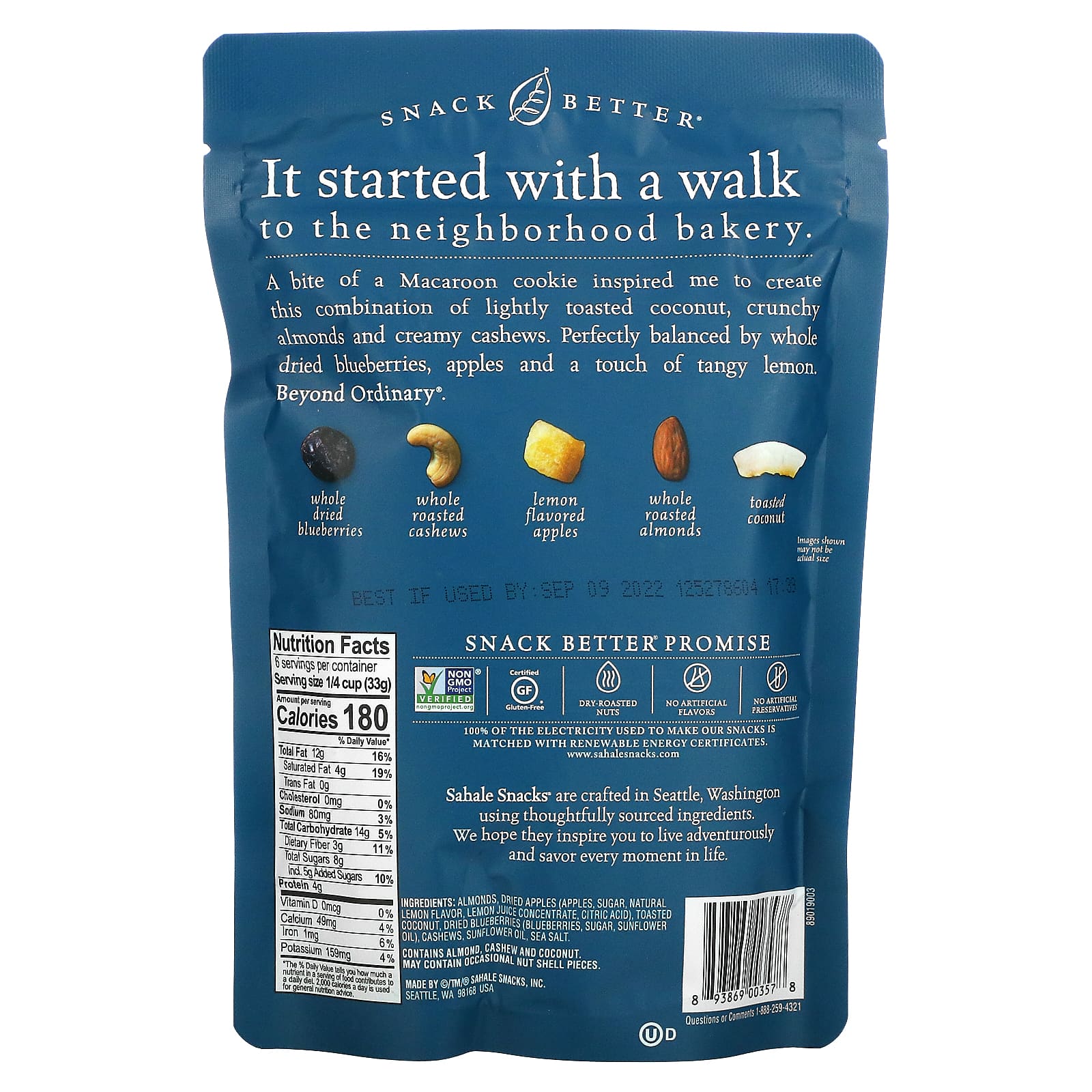 Sahale Snacks, Almond Trail Mix, Berry Macaroon, 7 oz (198 g) - Image 2
