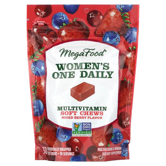 MegaFood, Women's One Daily Multivitamin, Mixed Berry, 30 Individually Wrapped Soft Chews - Image 1