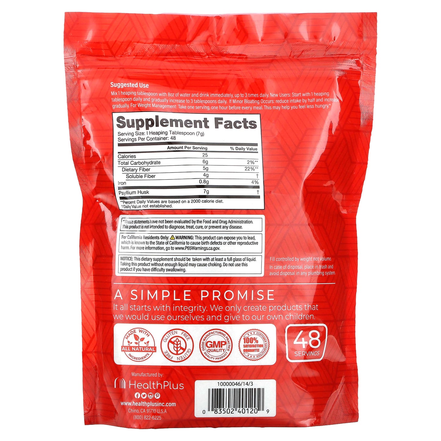 Health Plus Psyllium Husk 12 oz for Regularity & Digestive Health - Image 2