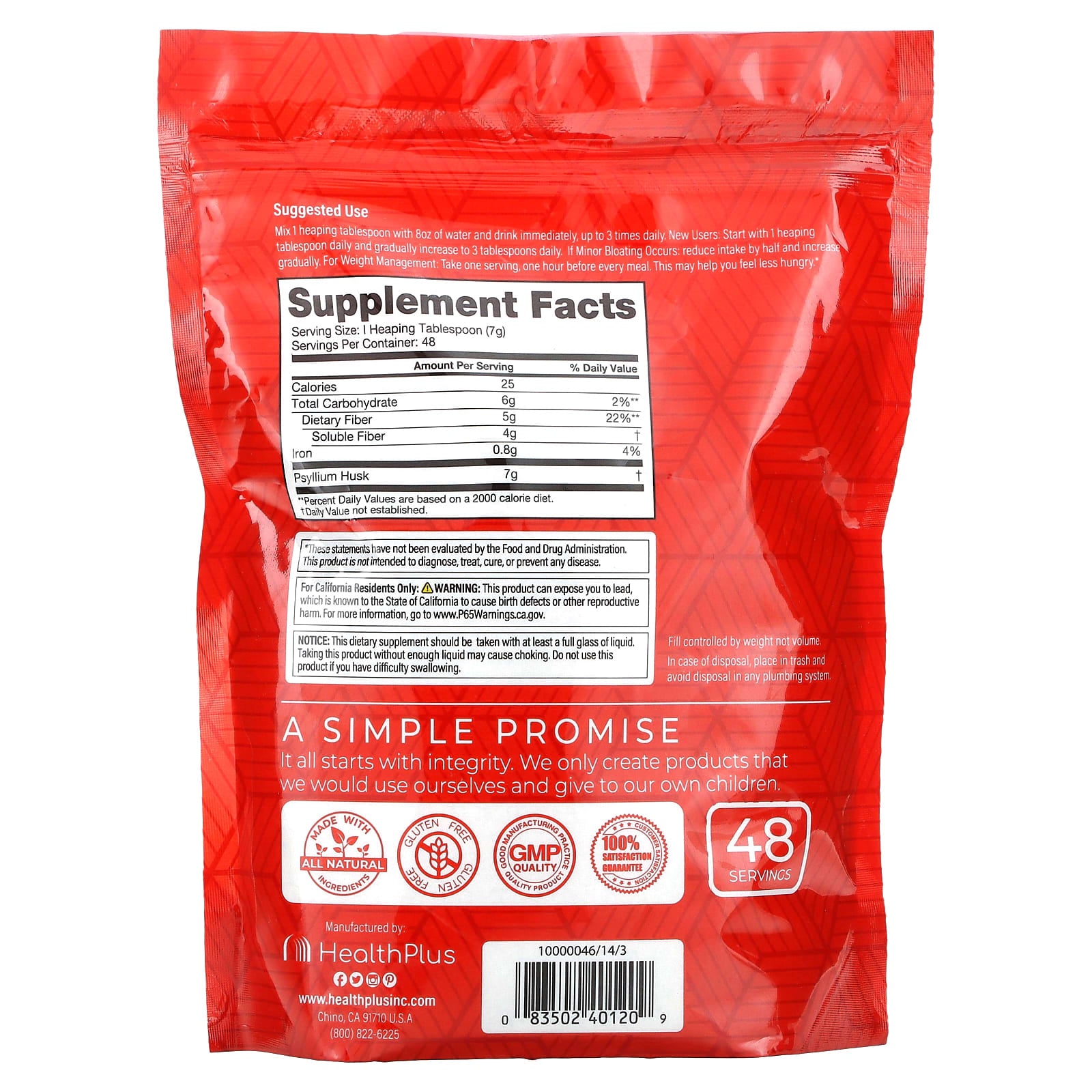 Health Plus Psyllium Husk 12 oz for Regularity & Digestive Health - Image 2