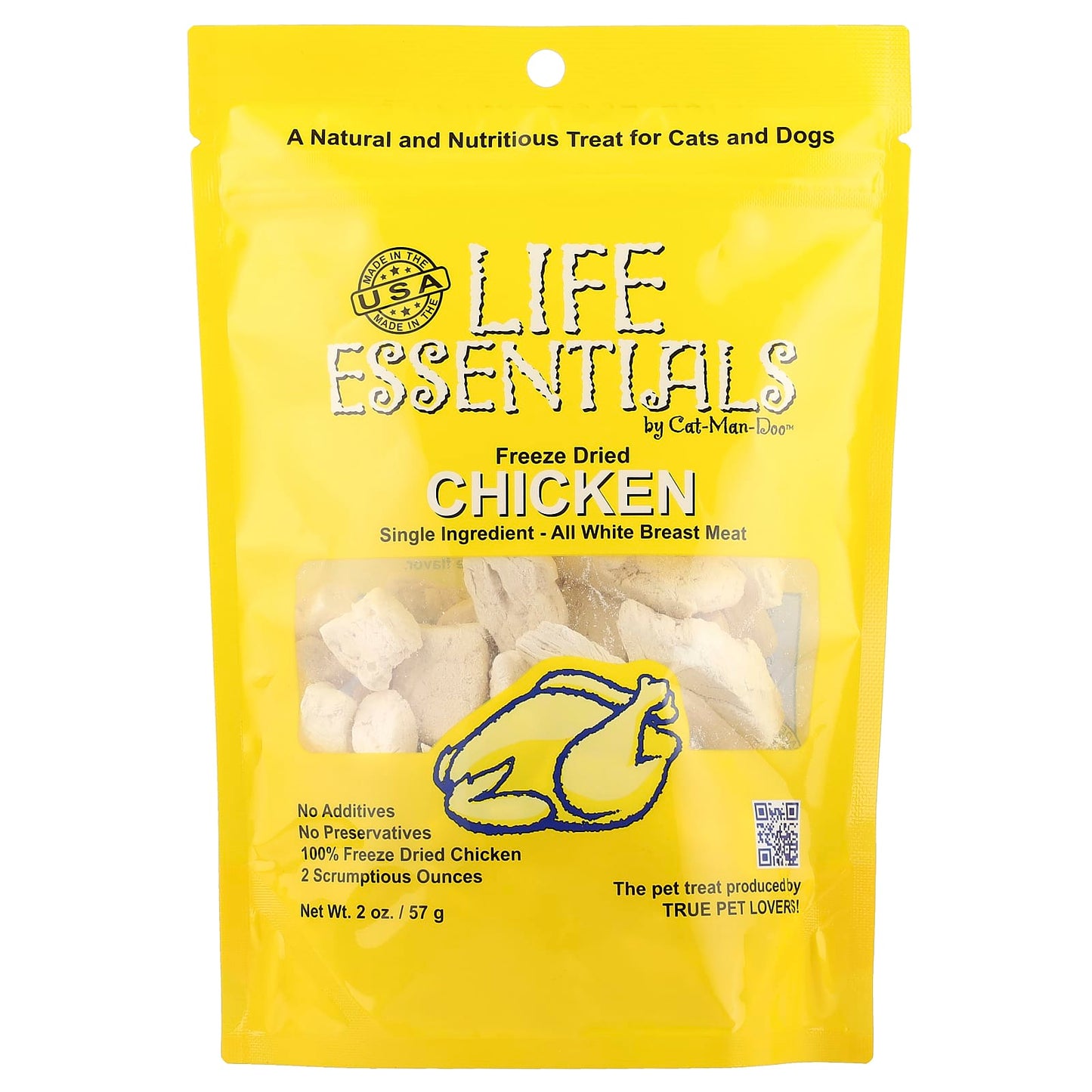 Cat-Man-Doo Freeze Dried Chicken Treats for Cats and Dogs, 2 oz - Image 1