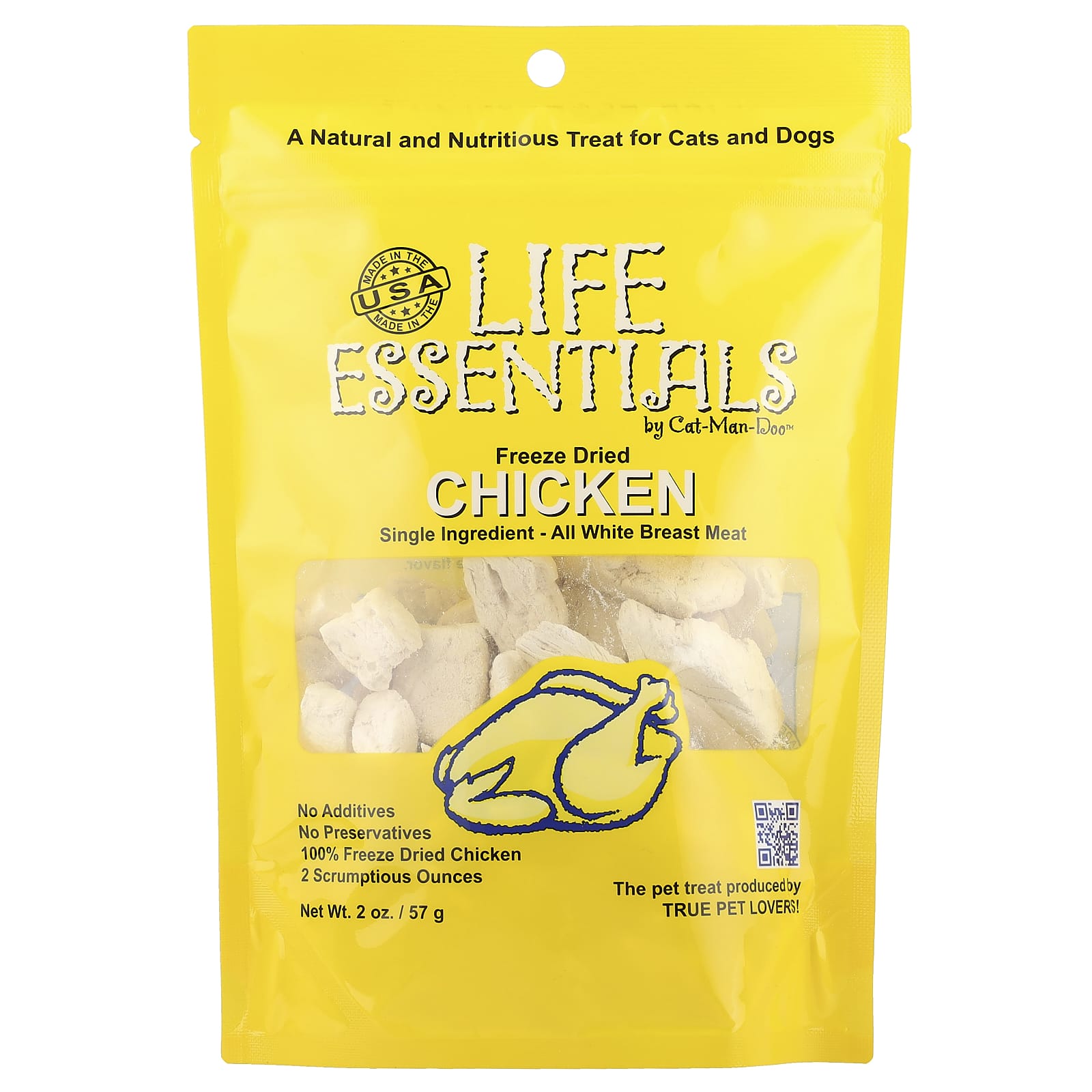 Cat-Man-Doo Freeze Dried Chicken Treats for Cats and Dogs, 2 oz - Image 1