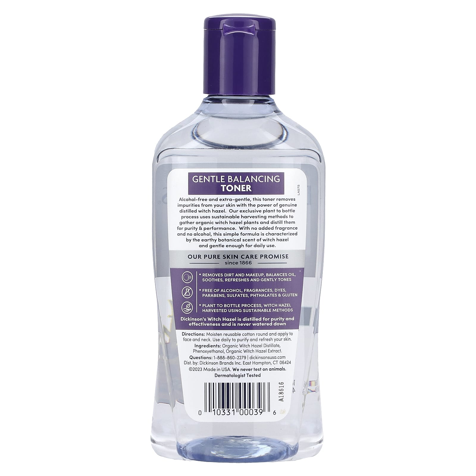 Dickinson Brands, Gentle Balancing Toner, Original Witch Hazel, Alcohol & Fragrance Free, 16 fl oz (473 ml) - Image 2