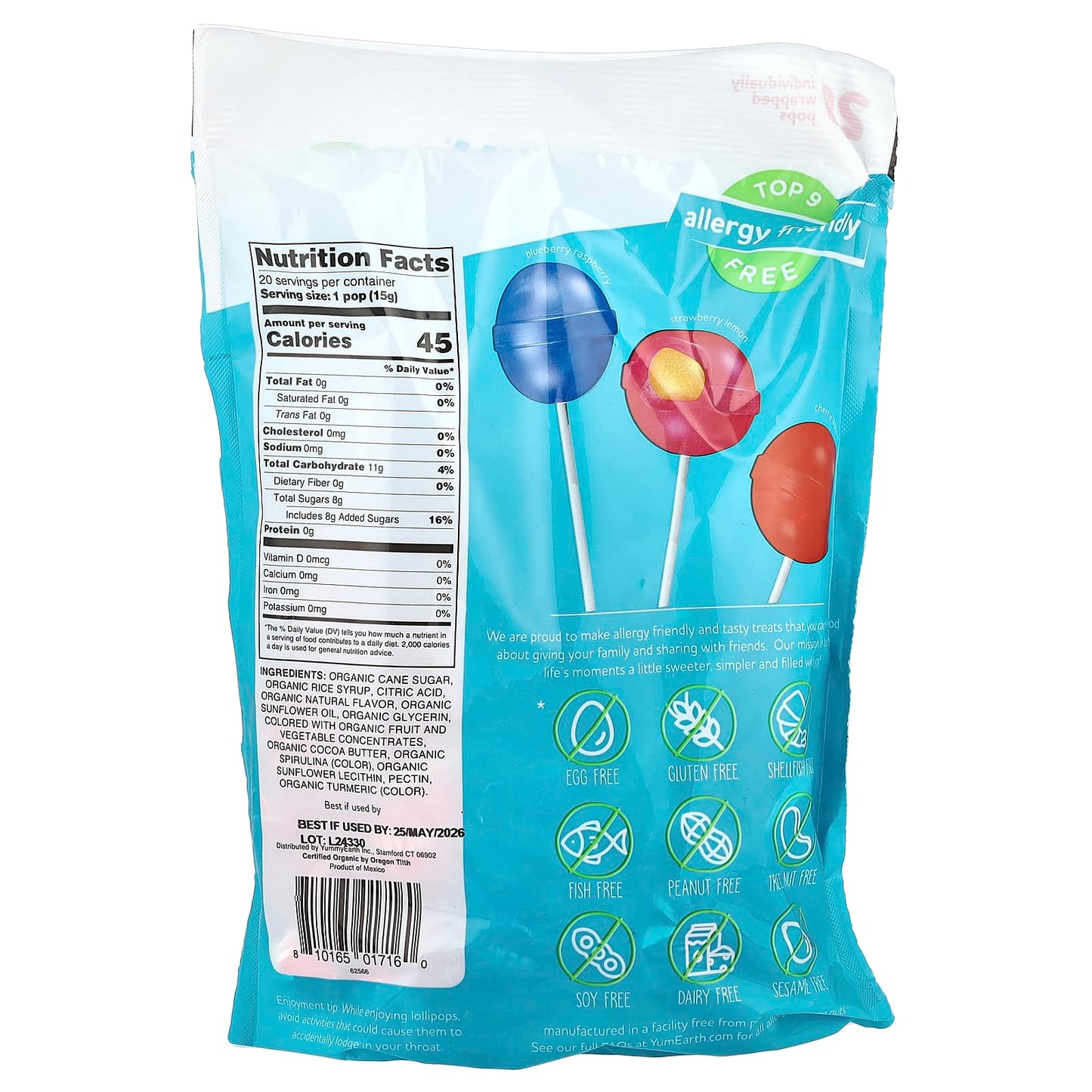 YumEarth, Organic Duopops™, Variety, 20 Pops,10.6 oz (300 g) - Image 2