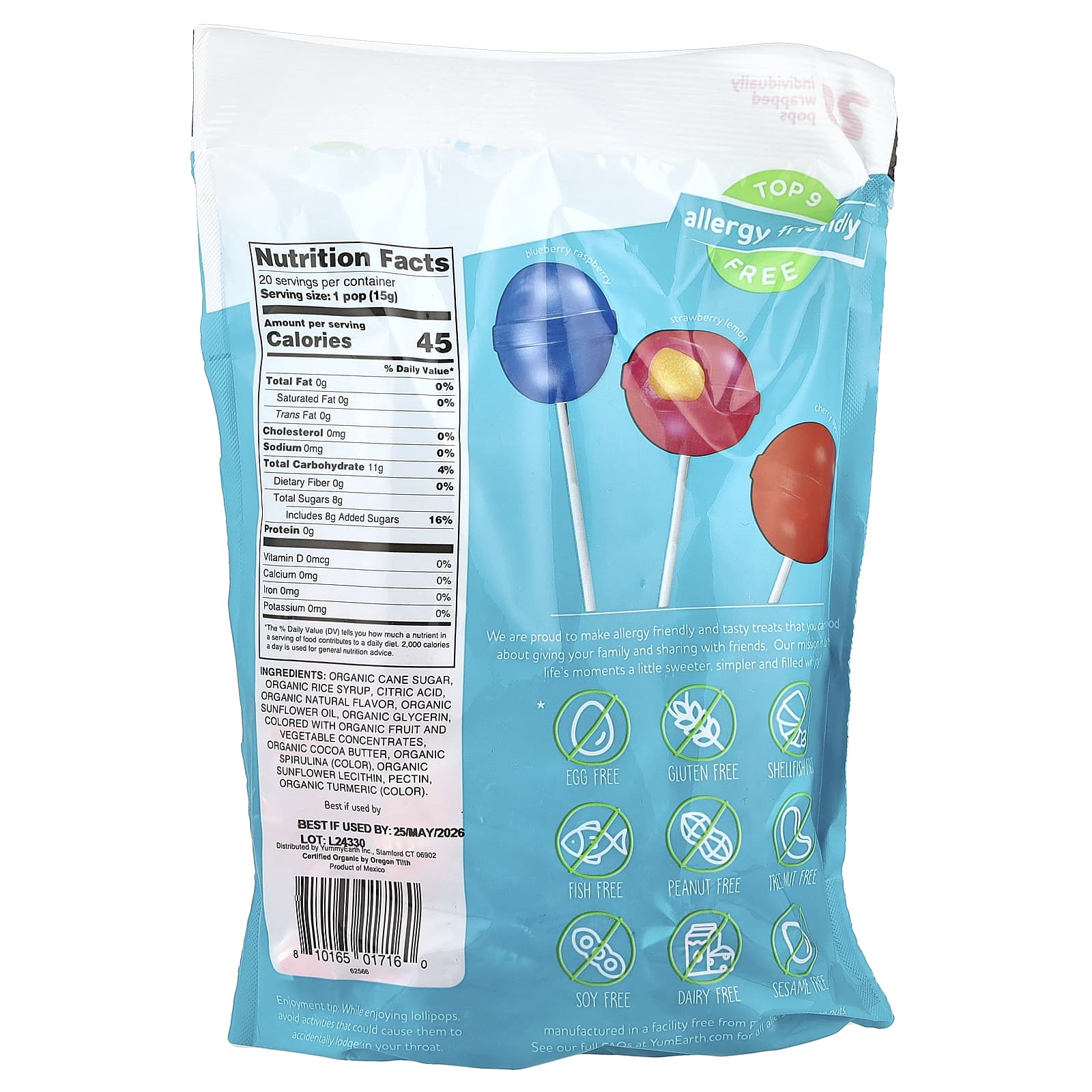 YumEarth, Organic Duopops™, Variety, 20 Pops,10.6 oz (300 g) - Image 2