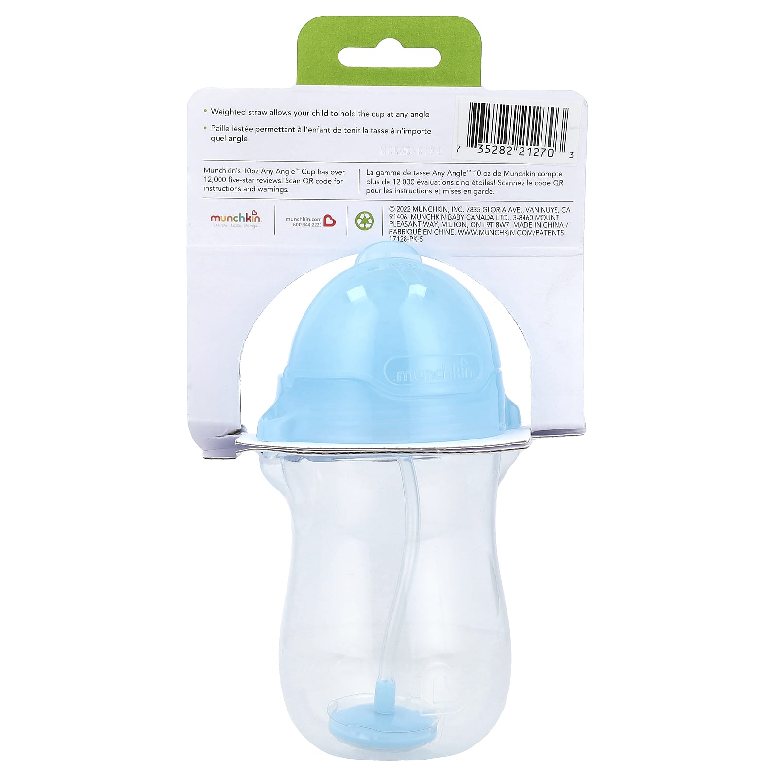 Munchkin, Any Angle™, Weighted Straw Cup, 12 Months+, Light Blue, 10 oz (296 ml) - Image 2
