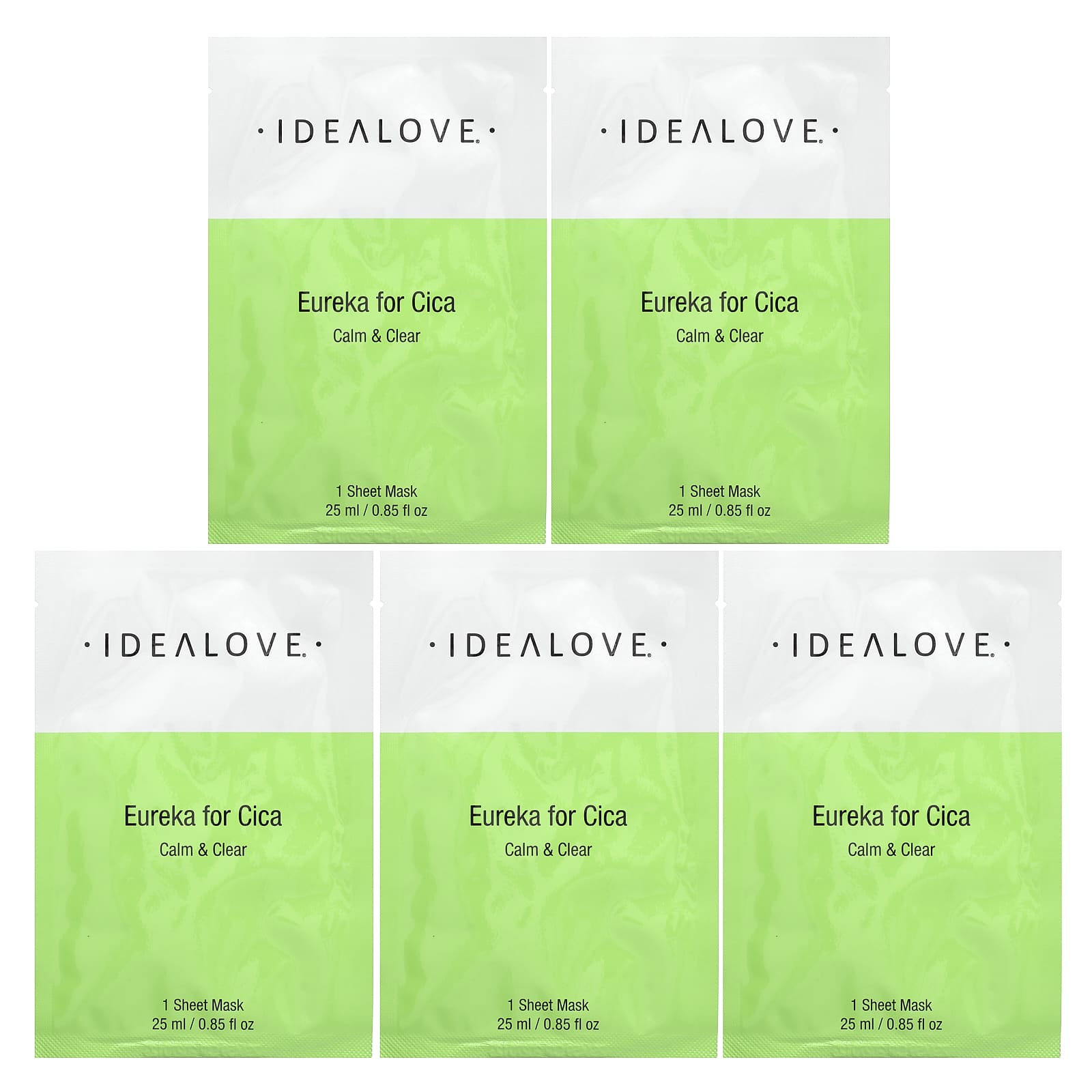 Soothe Sensitive Skin with Idealove Eureka for Cica Sheet Mask 5-Pack - Image 1