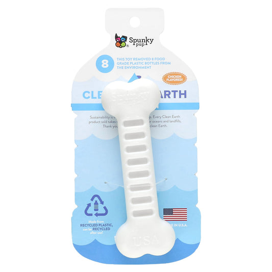 Spunky Pup, Clean Earth Hard Chews, Bone, Chicken, 1 Toy - Image 1