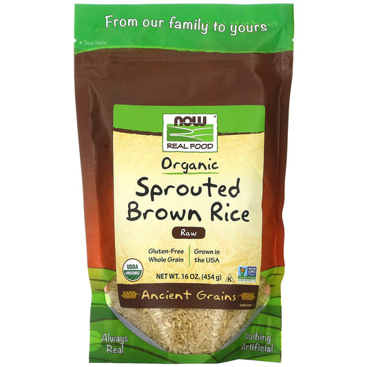 NOW Foods, Real Food, Organic Sprouted Brown Rice, Raw, 16 oz (454 g) - Image 1