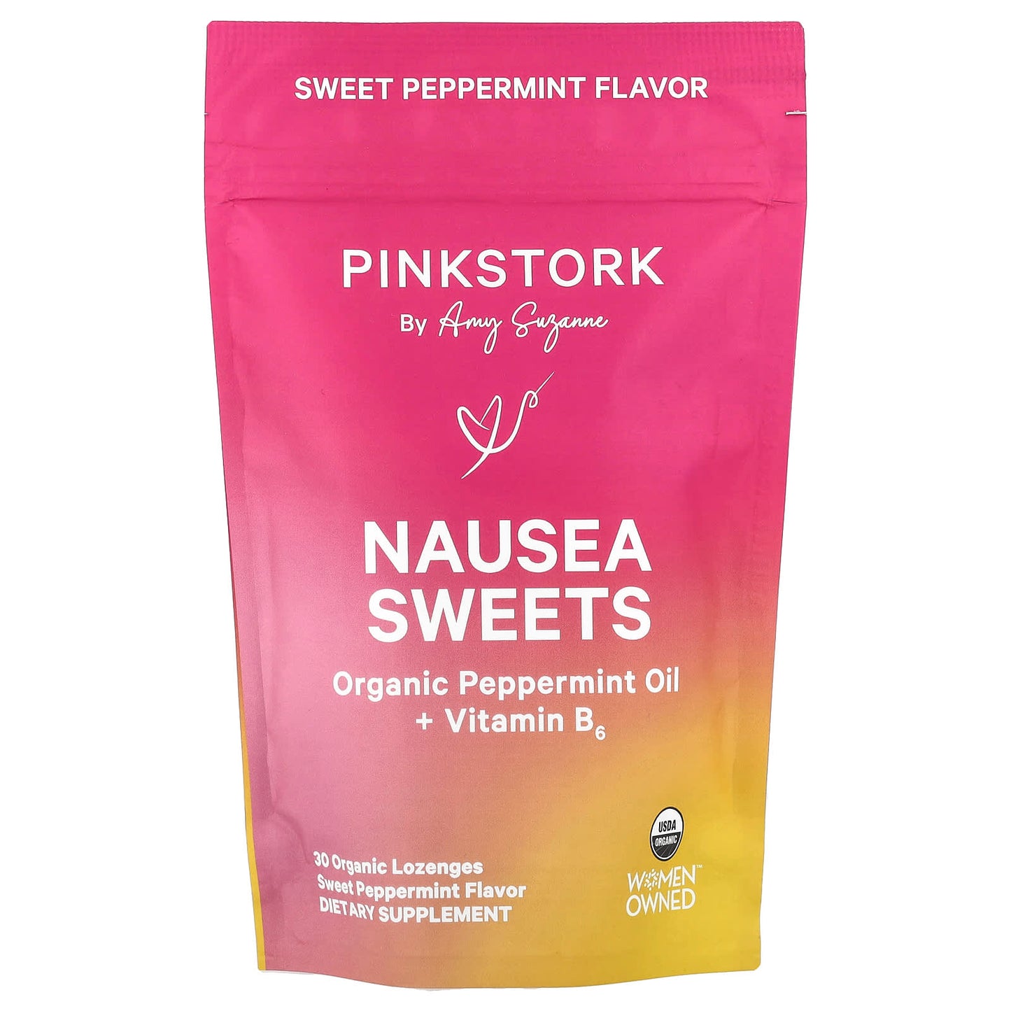 Pink Stork, Nausea Sweets, Sweet Peppermint, 30 Organic Lozenges - Image 1
