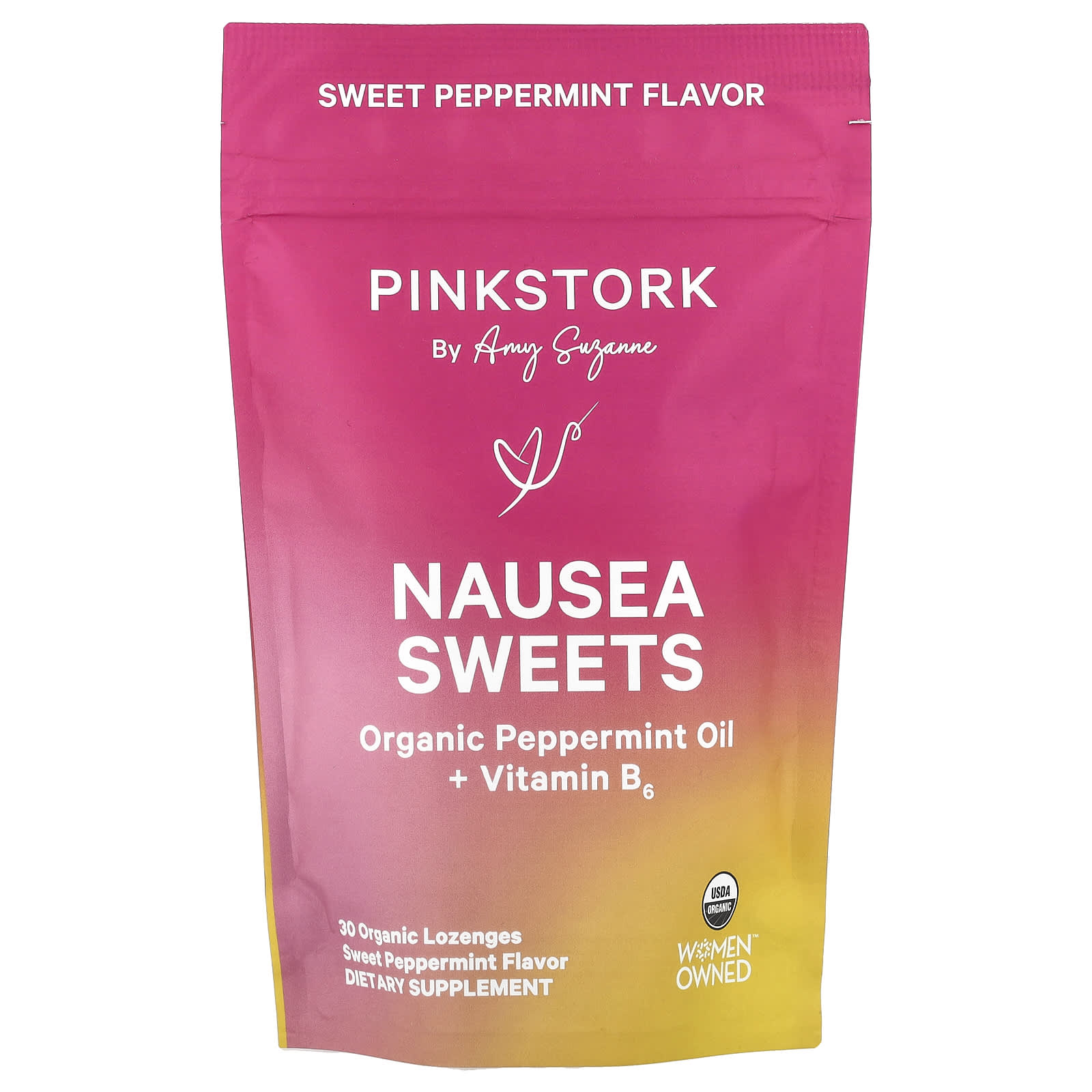 Pink Stork, Nausea Sweets, Sweet Peppermint, 30 Organic Lozenges - Image 1