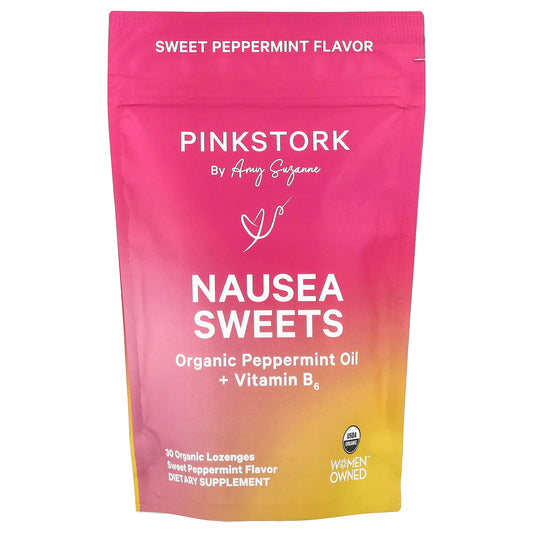 Pink Stork, Nausea Sweets, Sweet Peppermint, 30 Organic Lozenges - Image 1